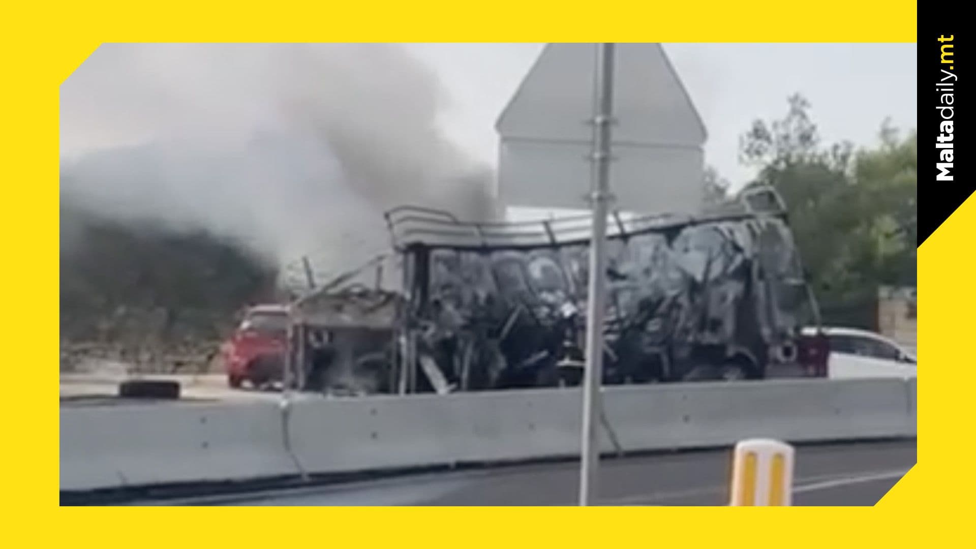 Double-Decker Bus Reduced to Shell After Catching Fire at Għadira