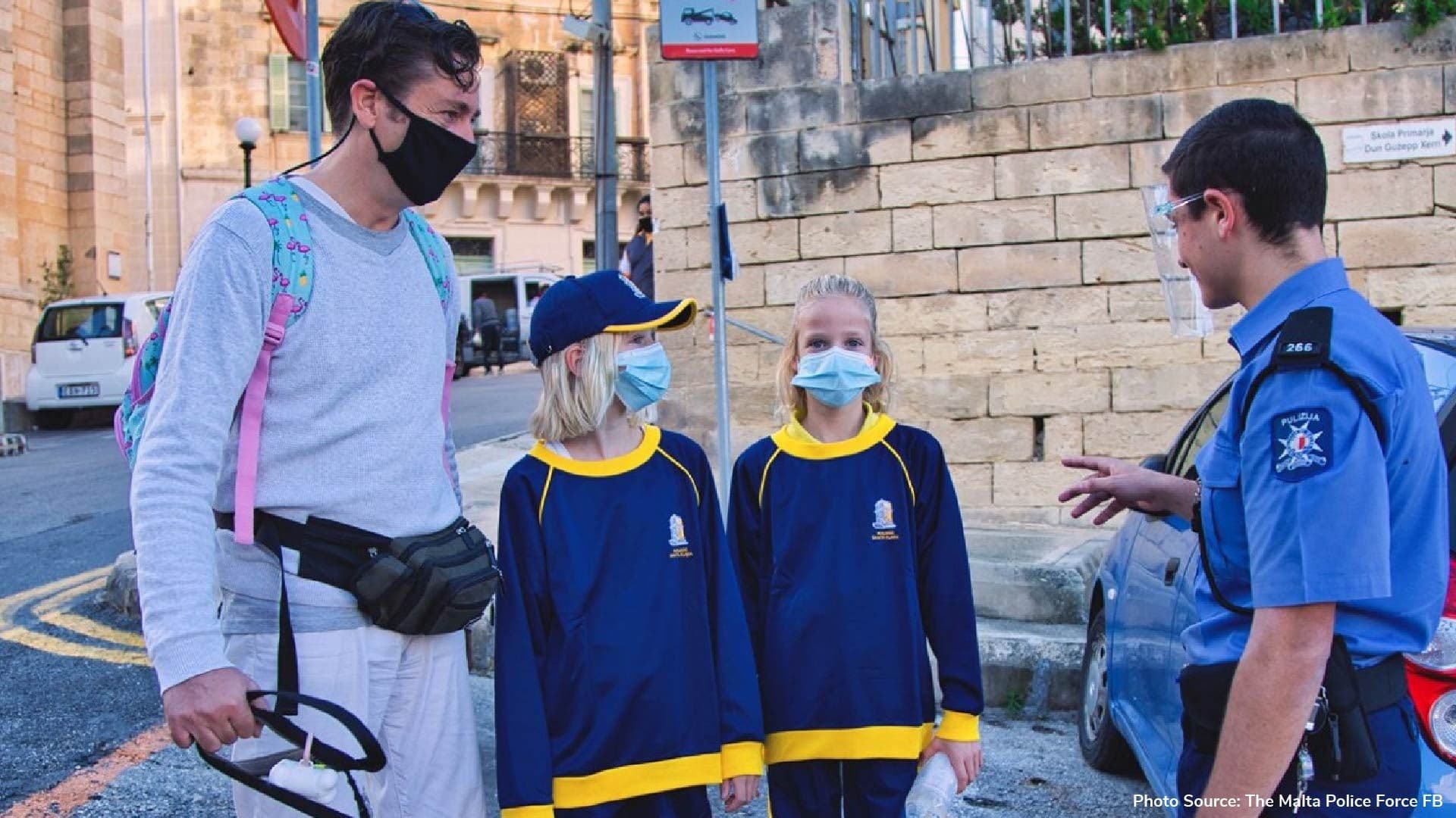 Local police patrolling to ensure mask-wearing