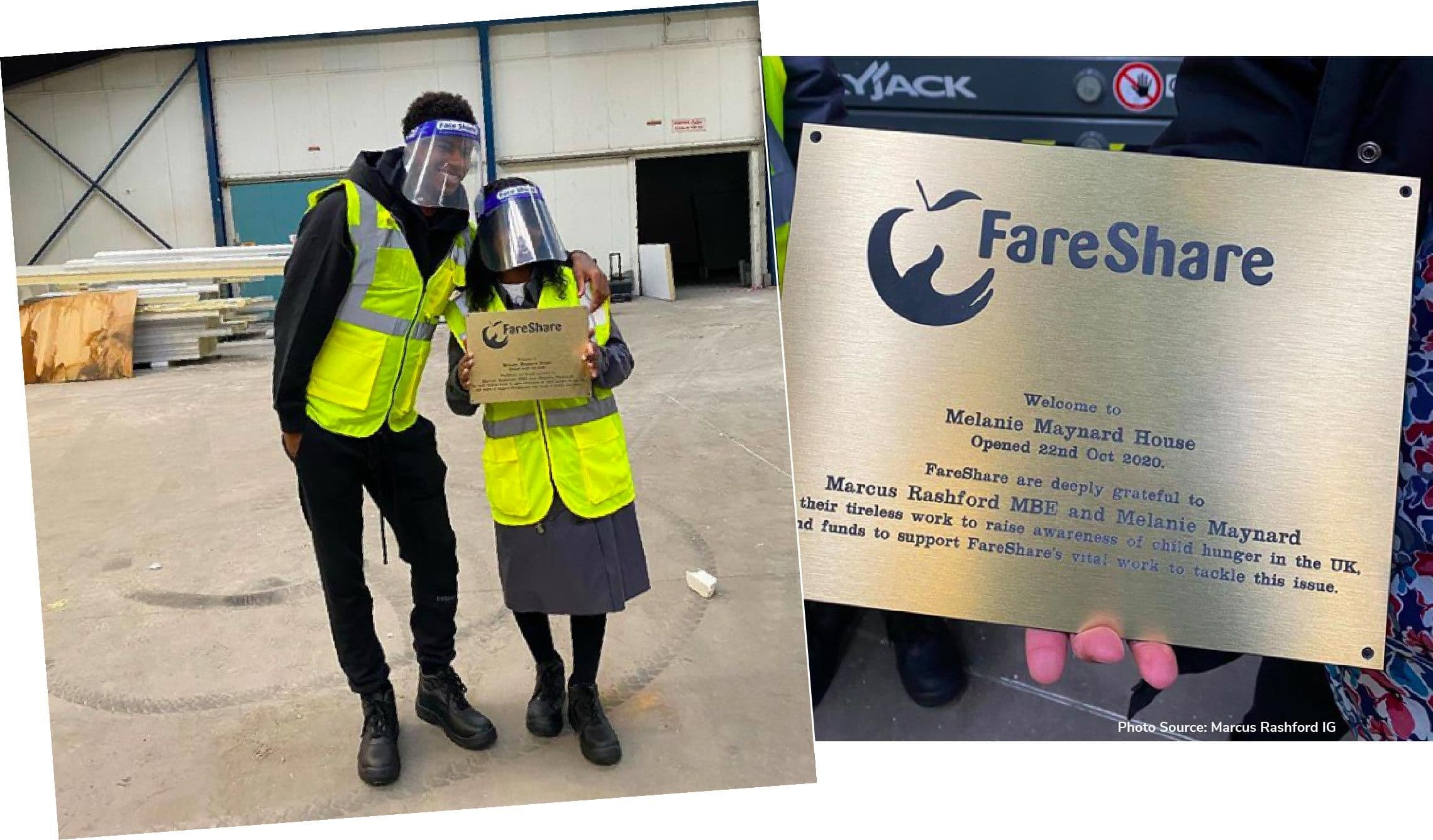 Marcus Rashford and mum help out at UK food bank