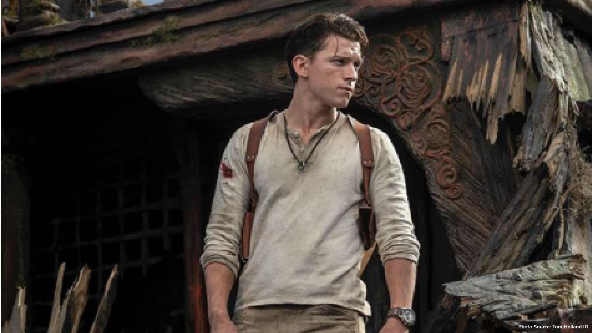 Tom Holland on set as Uncharted’s Nathan Drake