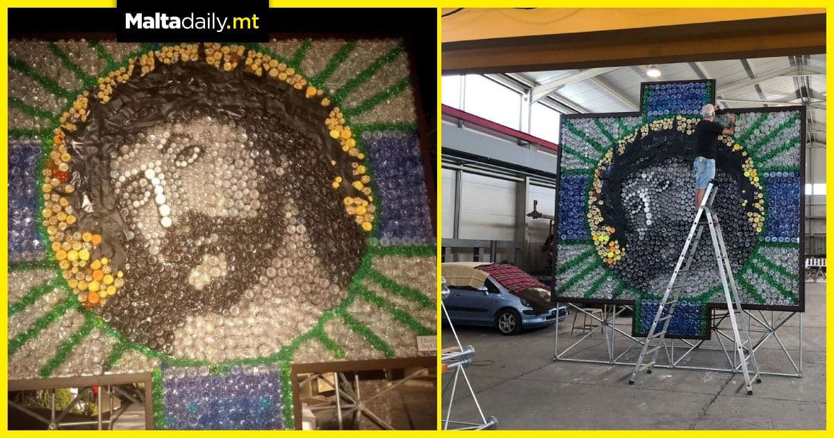 Local artist turns 4,000 plastic bottles into sculpture of Christ