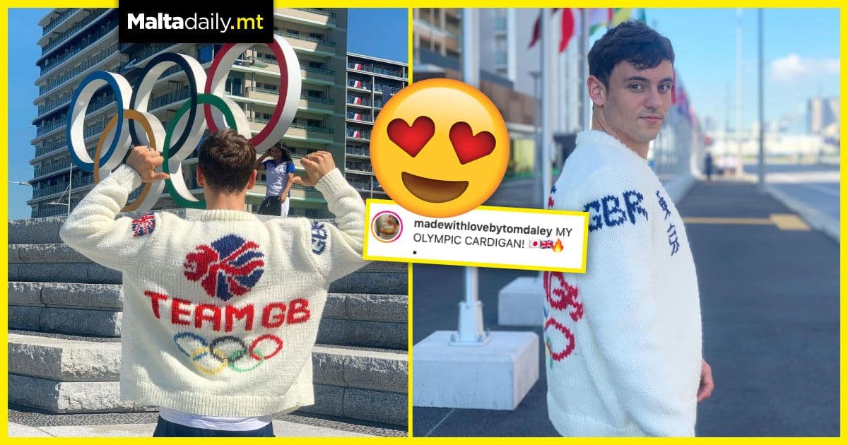 Tom Daley reveals the sweater he’s been knitting during the Olympics