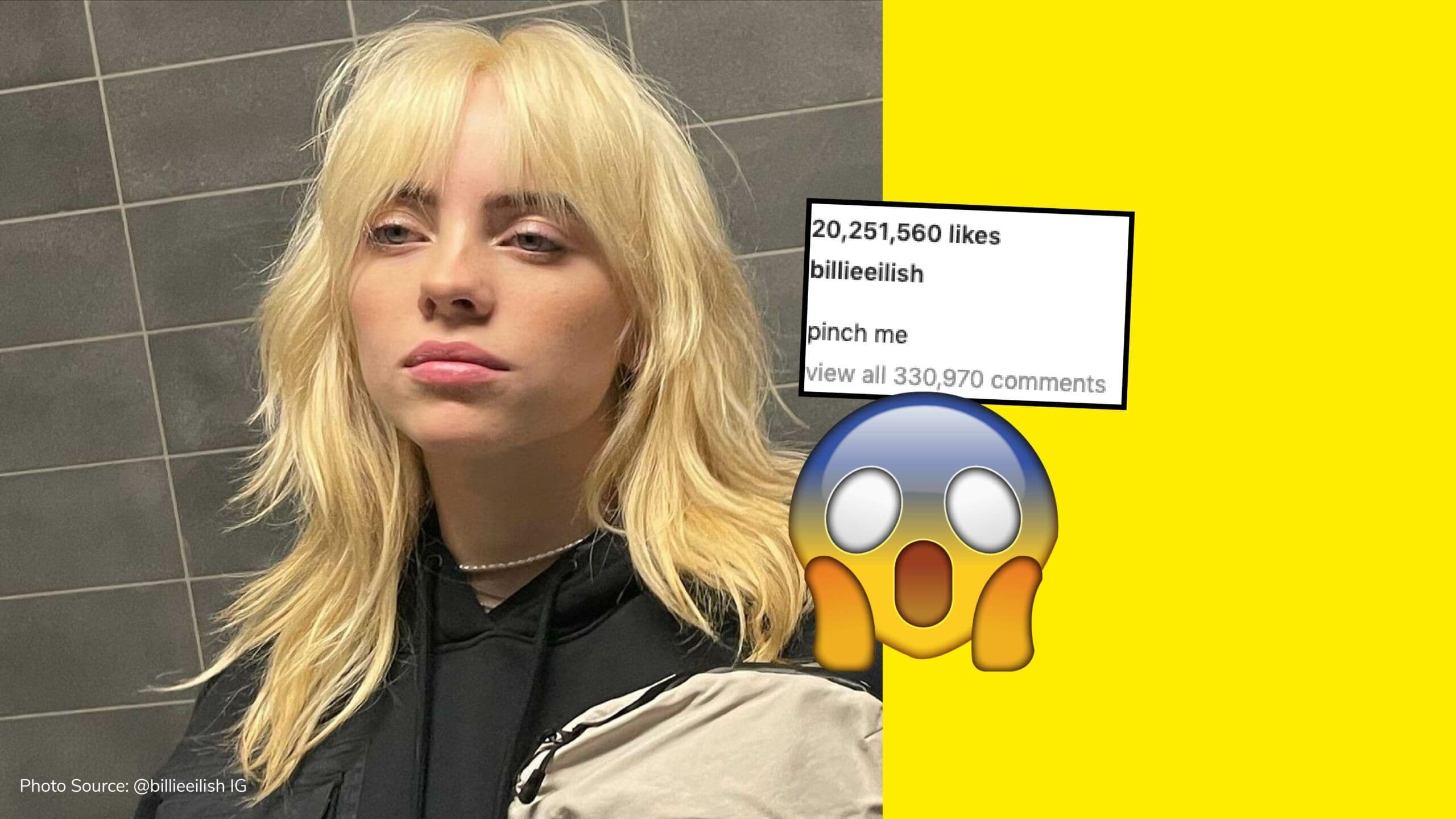 Blonde-haired Billie Eilish broke an Instagram record