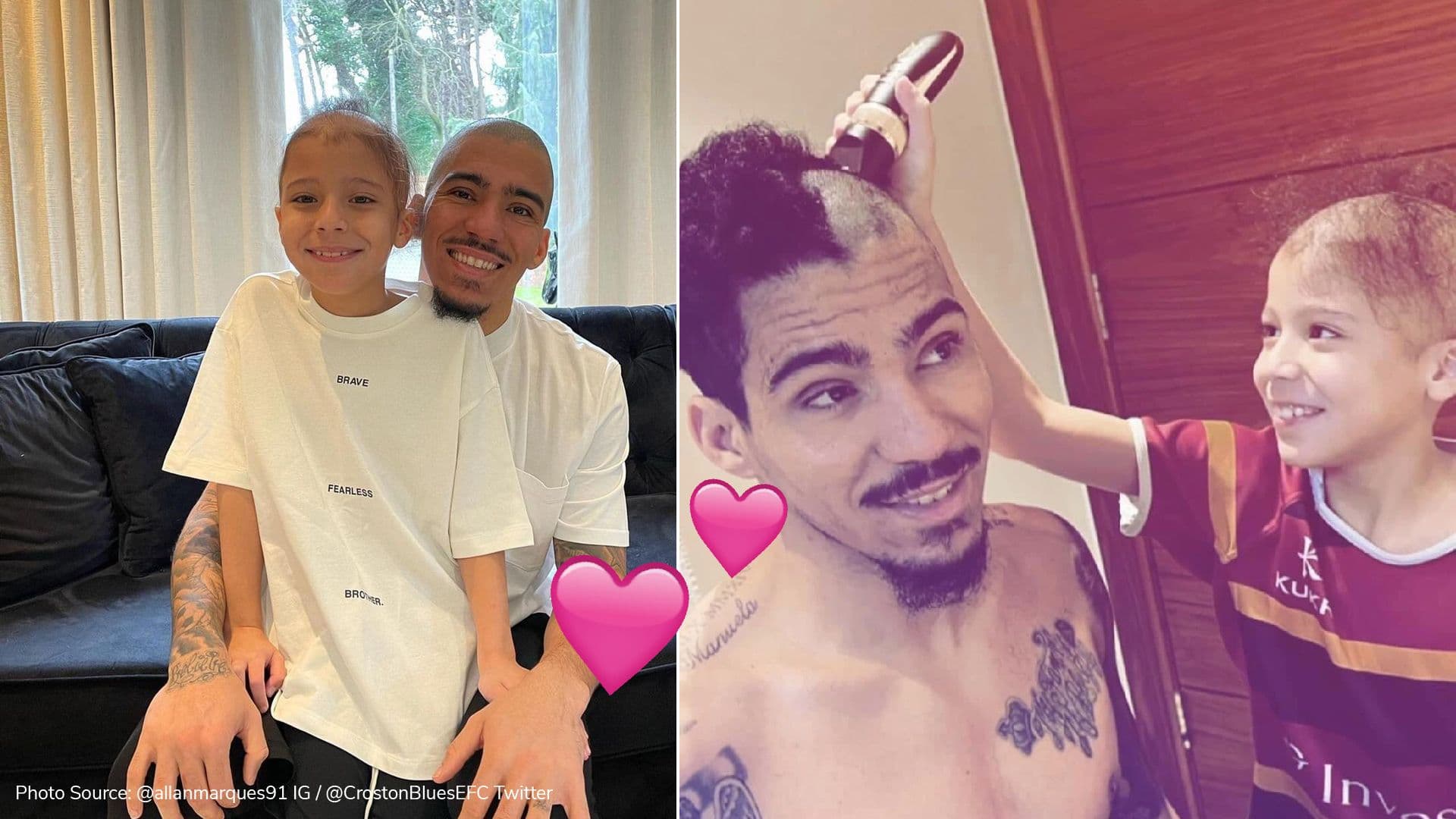 Everton Midfielder Allan gets head shaved by son suffering from alopecia