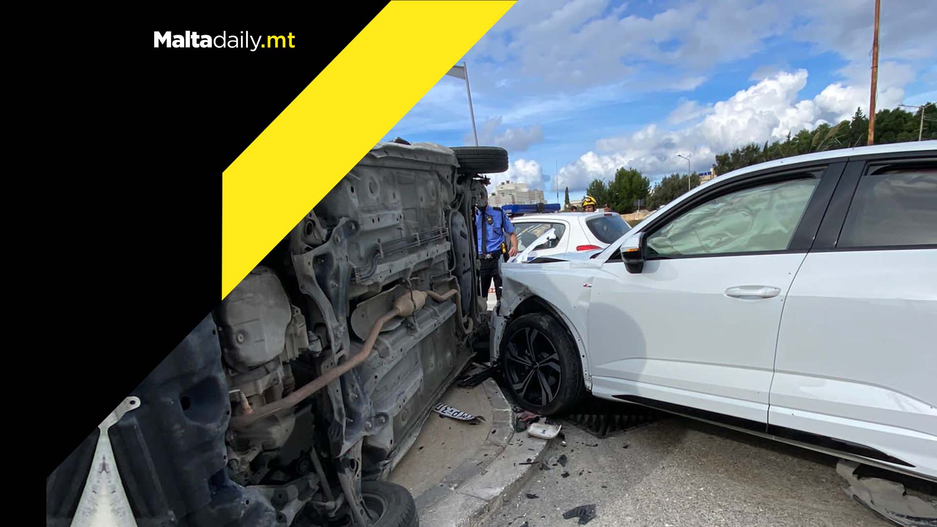 WATCH: Car overturns in Mriehel bypass after intense collision