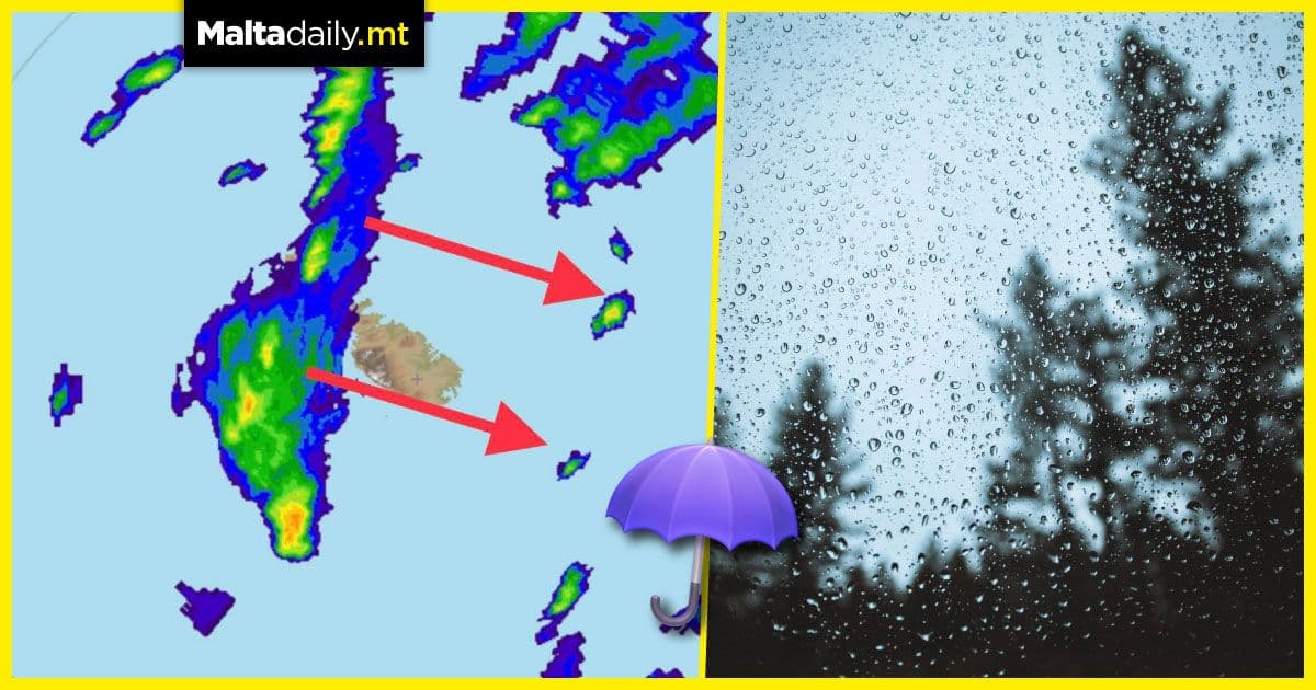 Rain showers cover the Maltese Islands as temperatures begin to drop