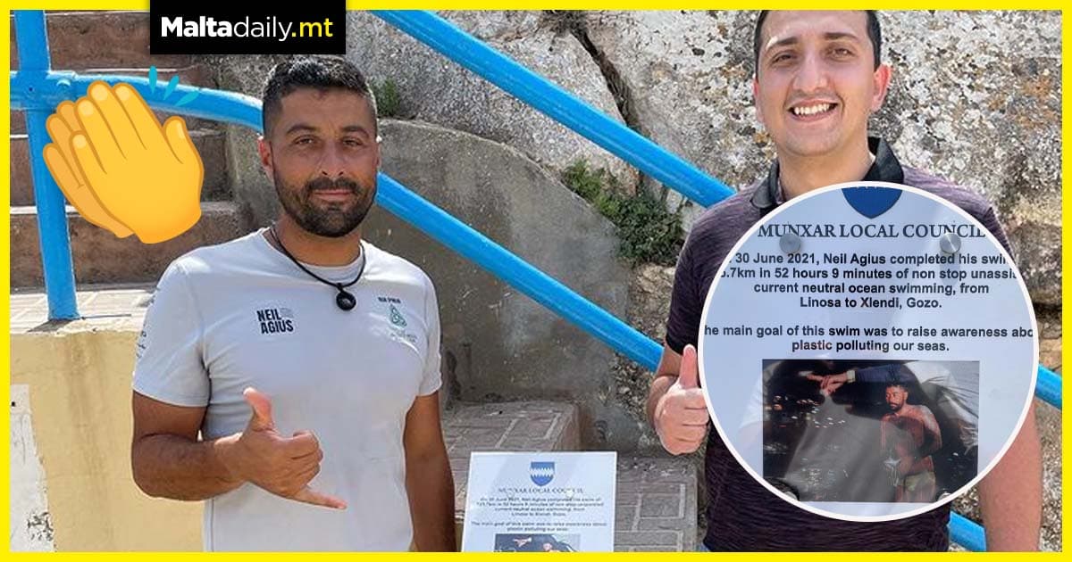 Xlendi bay plaque commemorates local swimmer Neil Agius