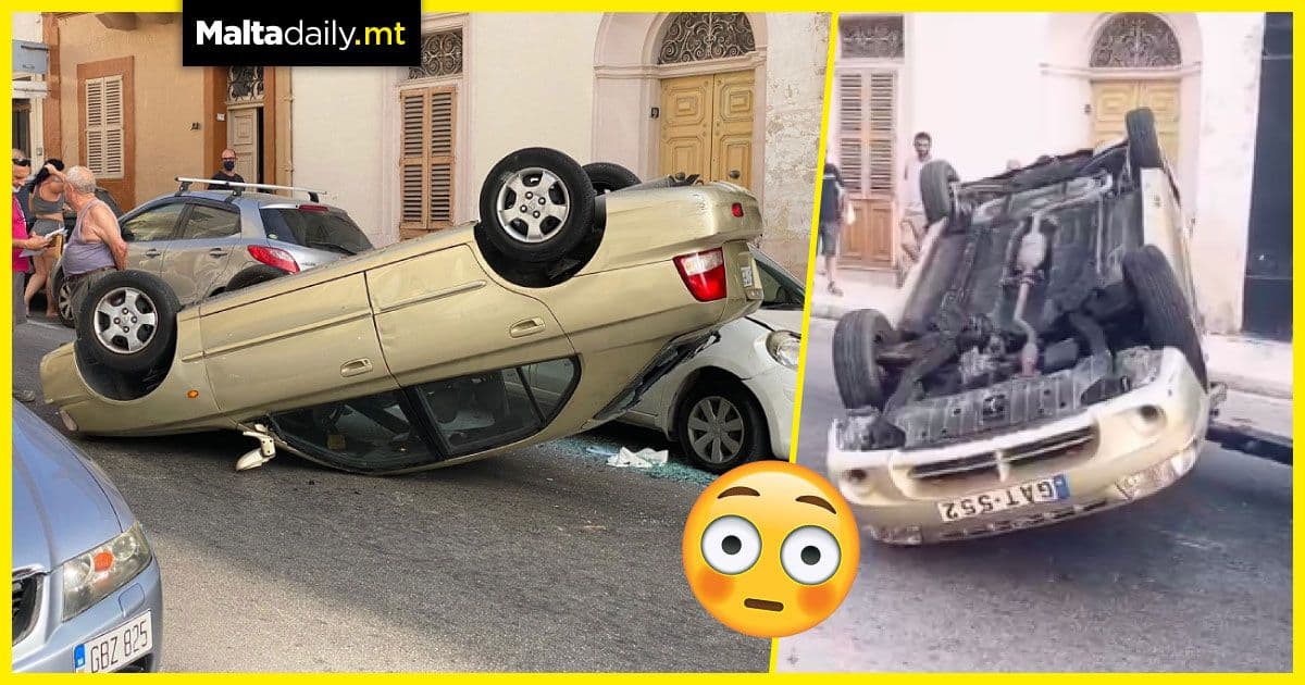 WATCH: Elderly driver unscathed after losing control of car & having it overturn in Paola
