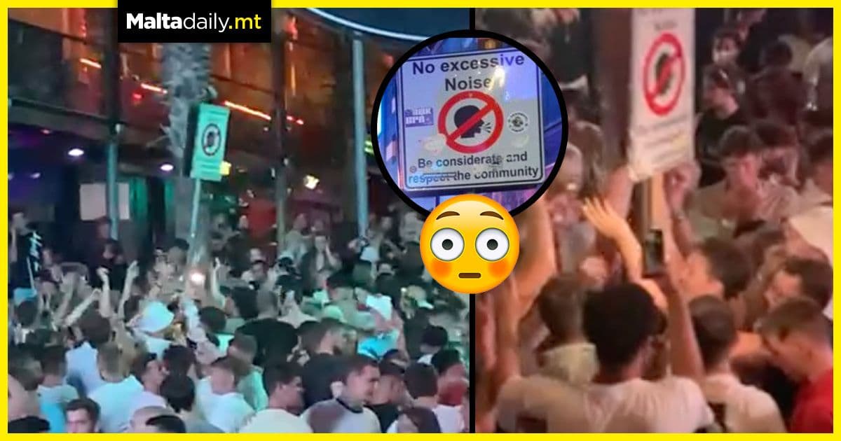 WATCH: Paceville crowd protest no excessive noise sign with chanting