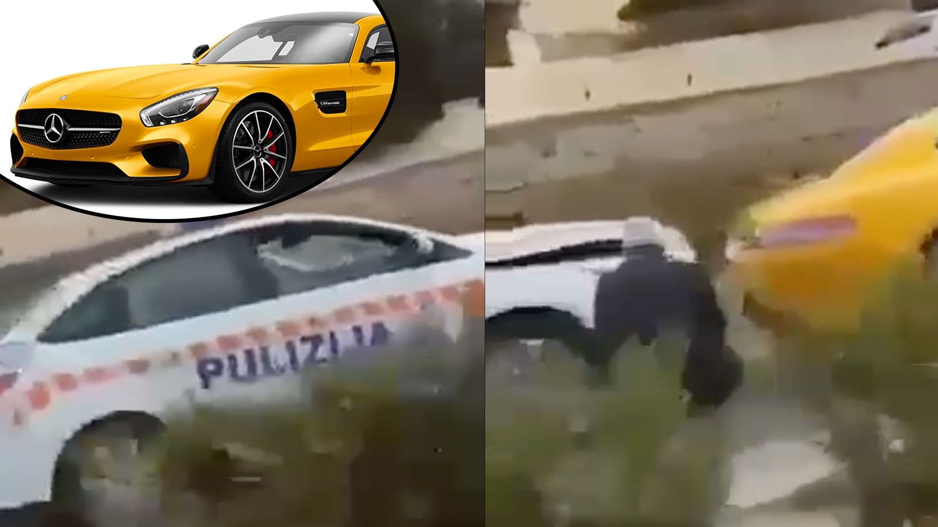 WATCH: Crash between Mercedes-AMG GT and Police car