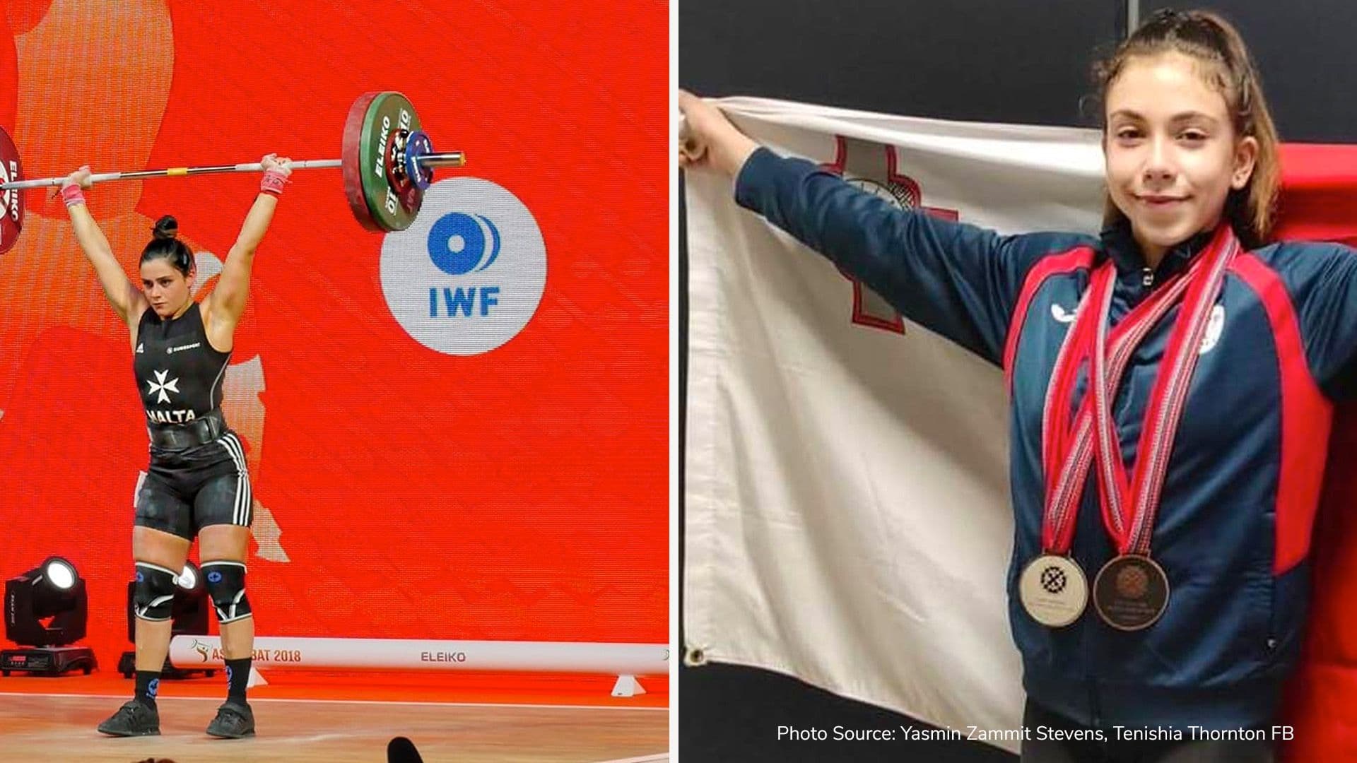 Two female weightlifters representing Malta at EU championships