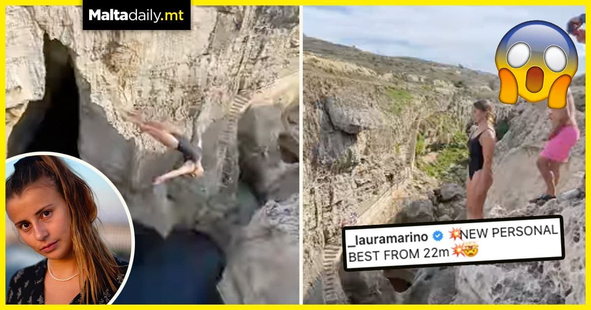 WATCH: Professional diver jumps gracefully off Gozo cliff in 22 metre personal best