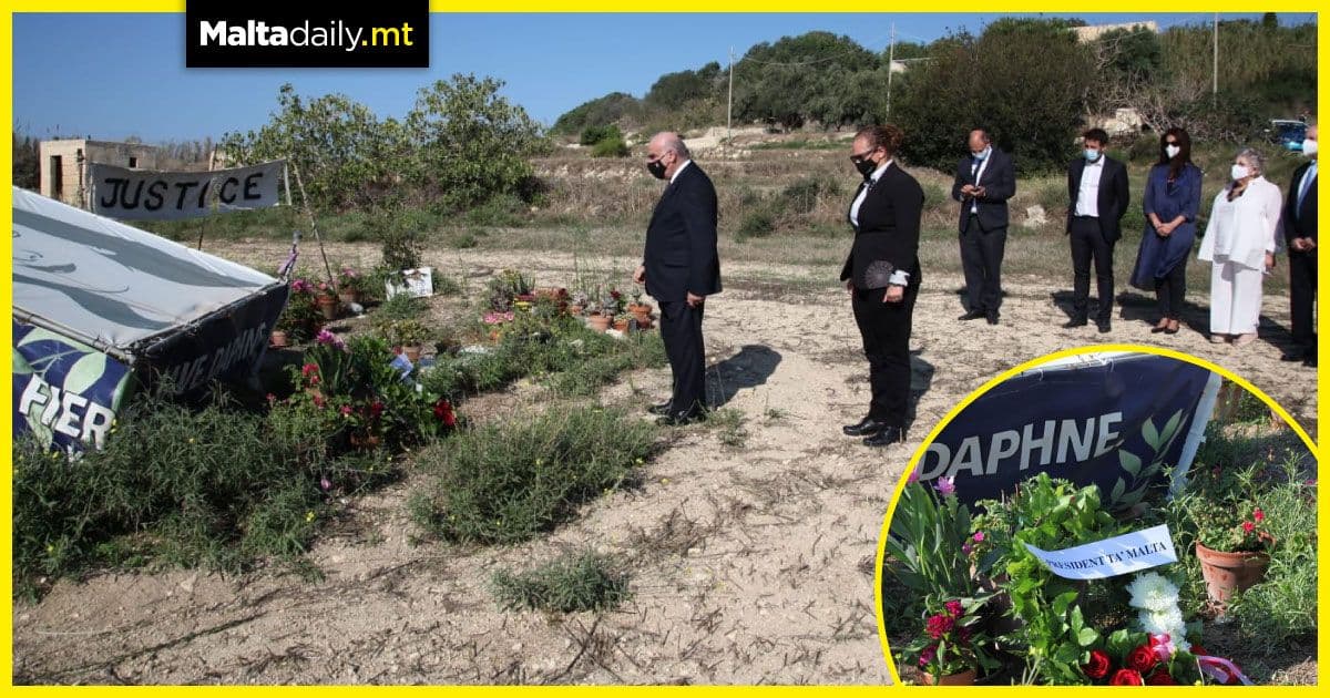 President George Vella visits site where Daphne Caruana Galizia was murdered