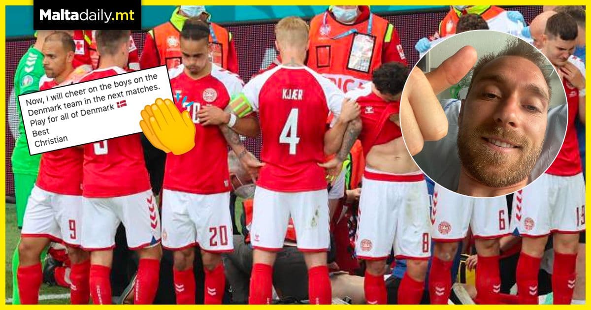 Chris Eriksen confirms he is doing well in hospital and cheering on his team