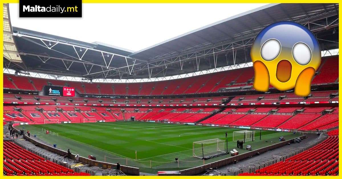Fan falls off stands at Wembley Stadium during match