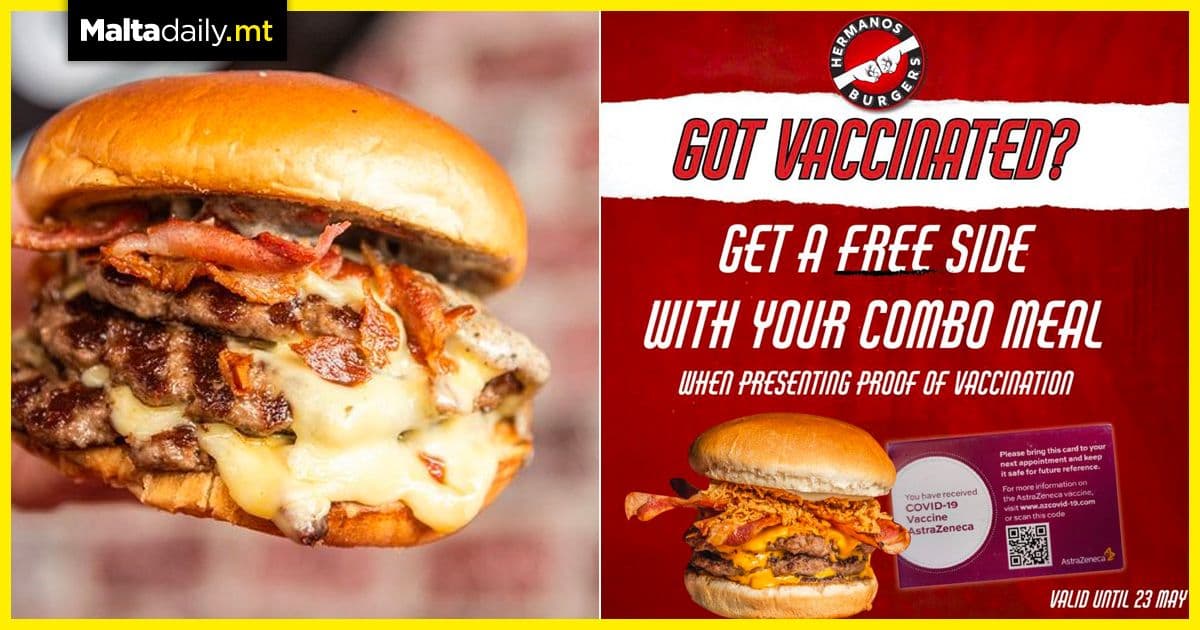 Hermanos Burgers promoting vaccination through free sides