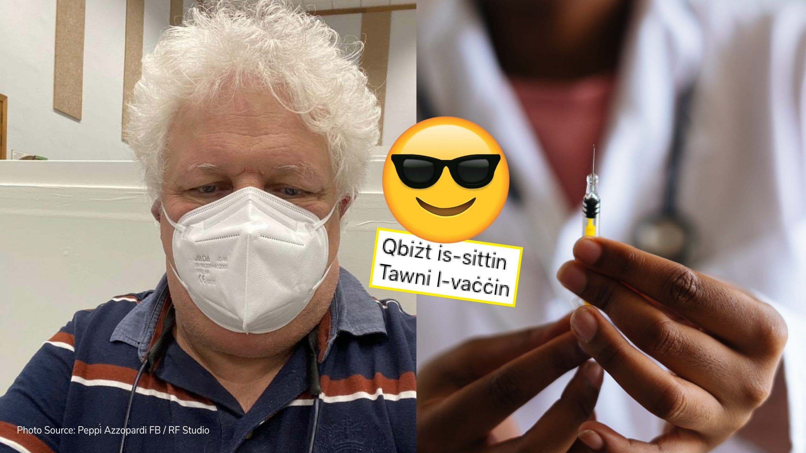 Peppi Azzopardi marks first COVID-19 jab with touching Facebook poem