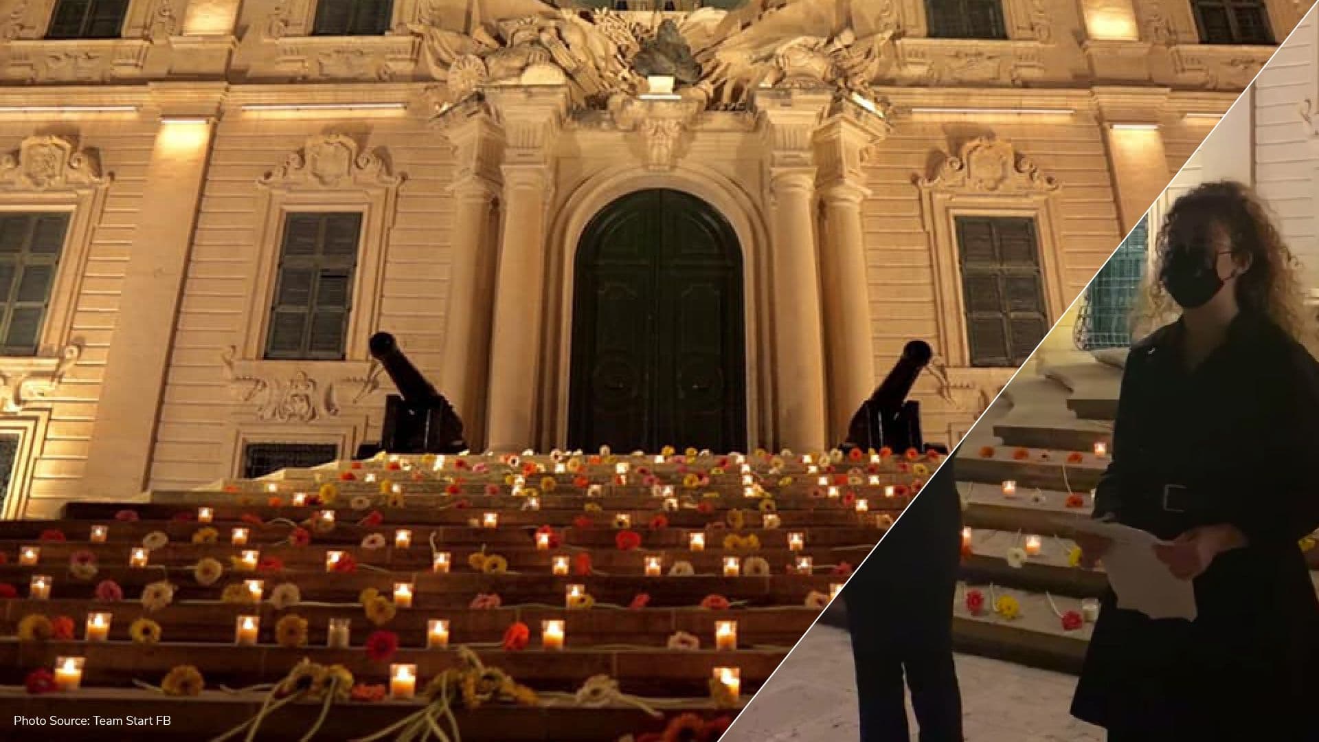 Team Start PN light 300 candles in front of Castille in honour of COVID-19 victims