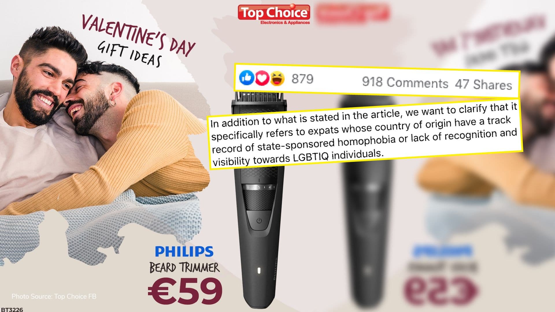 LGBTIQ+ organisation claps back at ‘expats posting homophobic comments’ on Top Choice ad