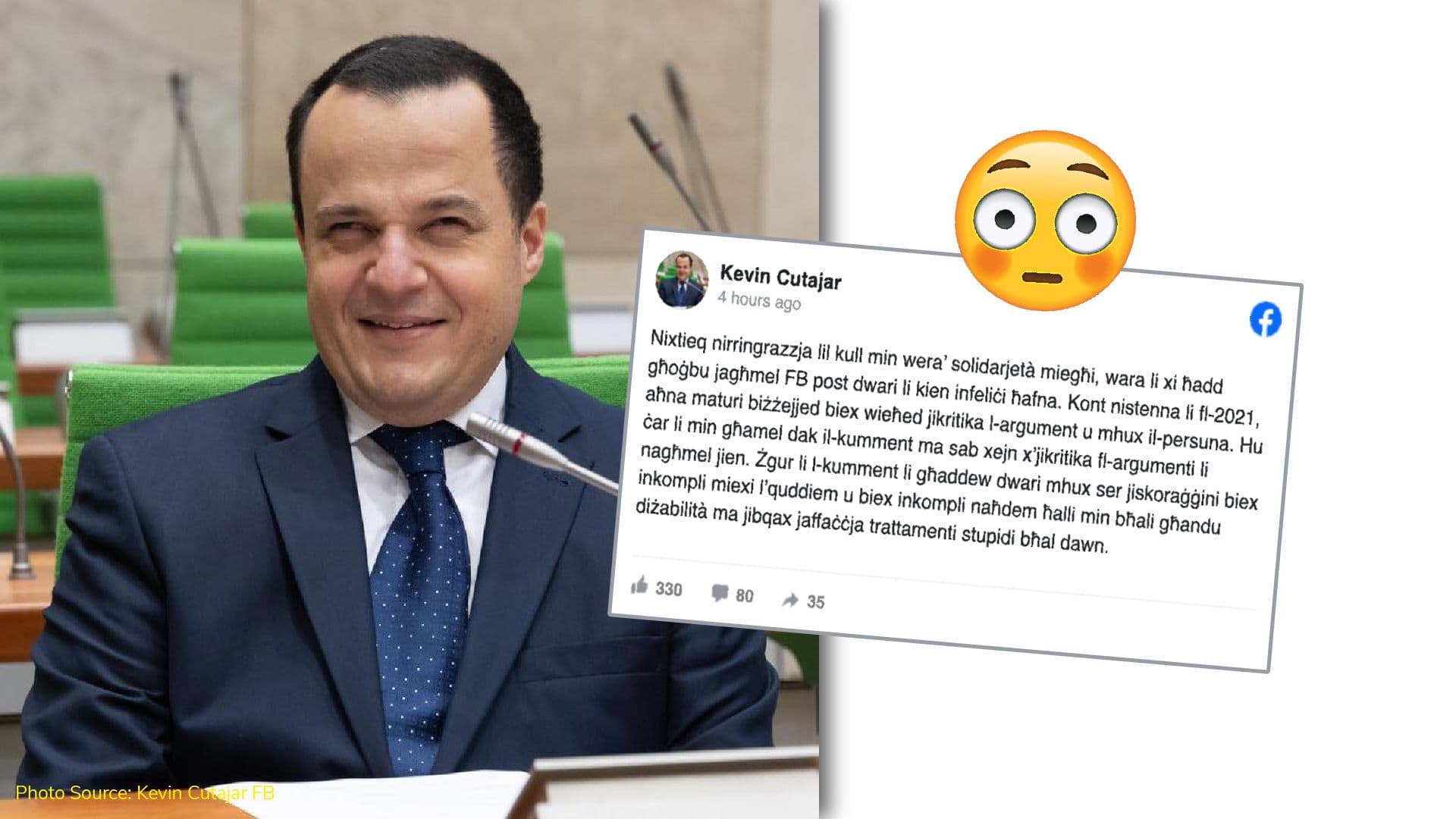 MP Kevin Cutajar speaks out on Facebook meme targeted at disability