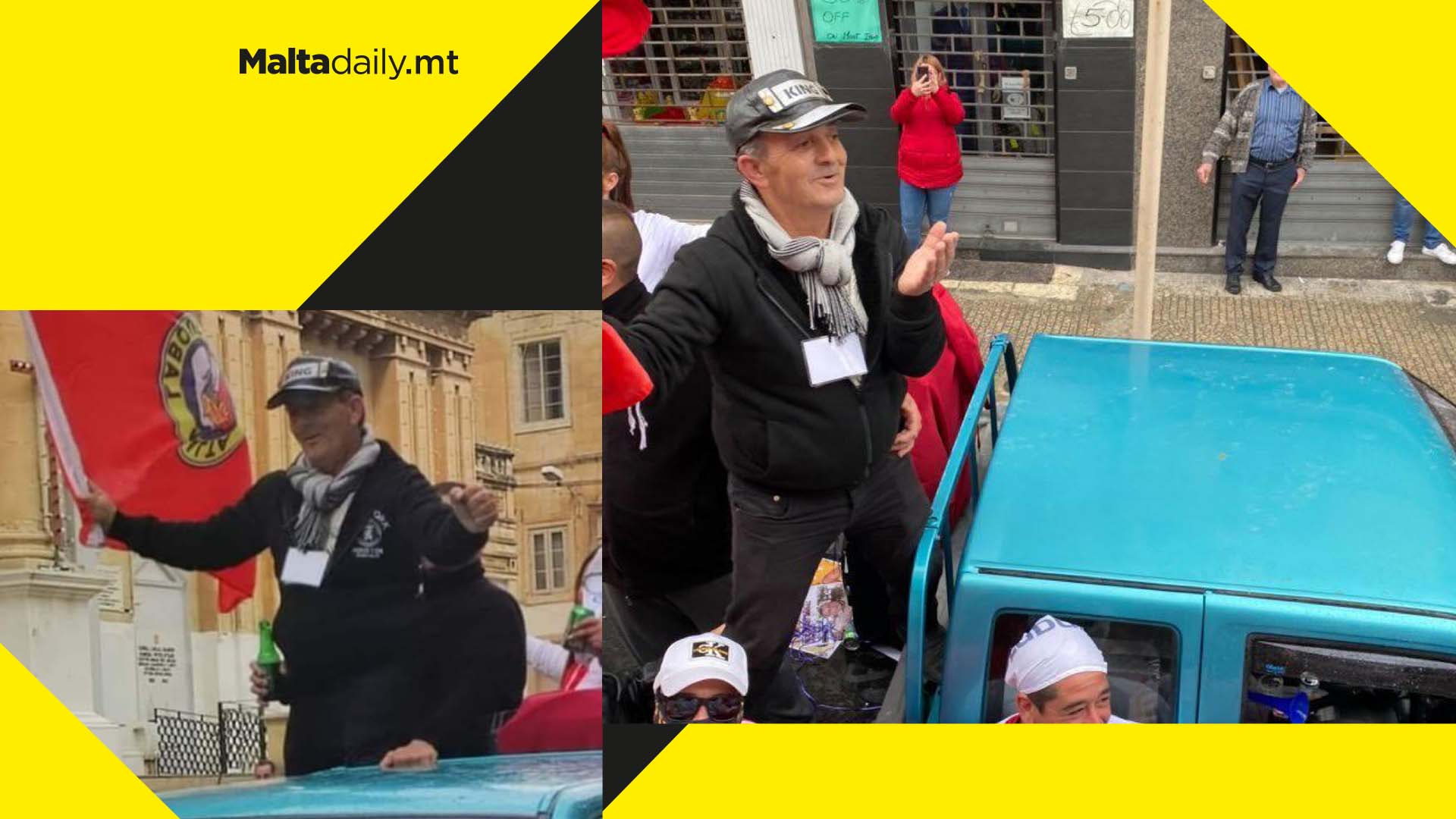 Żaren tal-Ajkla joins Labour Party supporters in post-victory celebrations