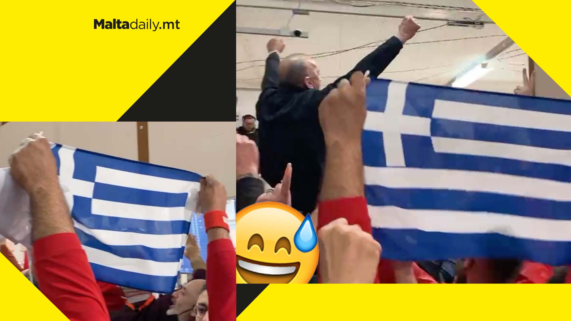 Greek flag brought out at counting hall following news of Labour Party ‘absolute majority’