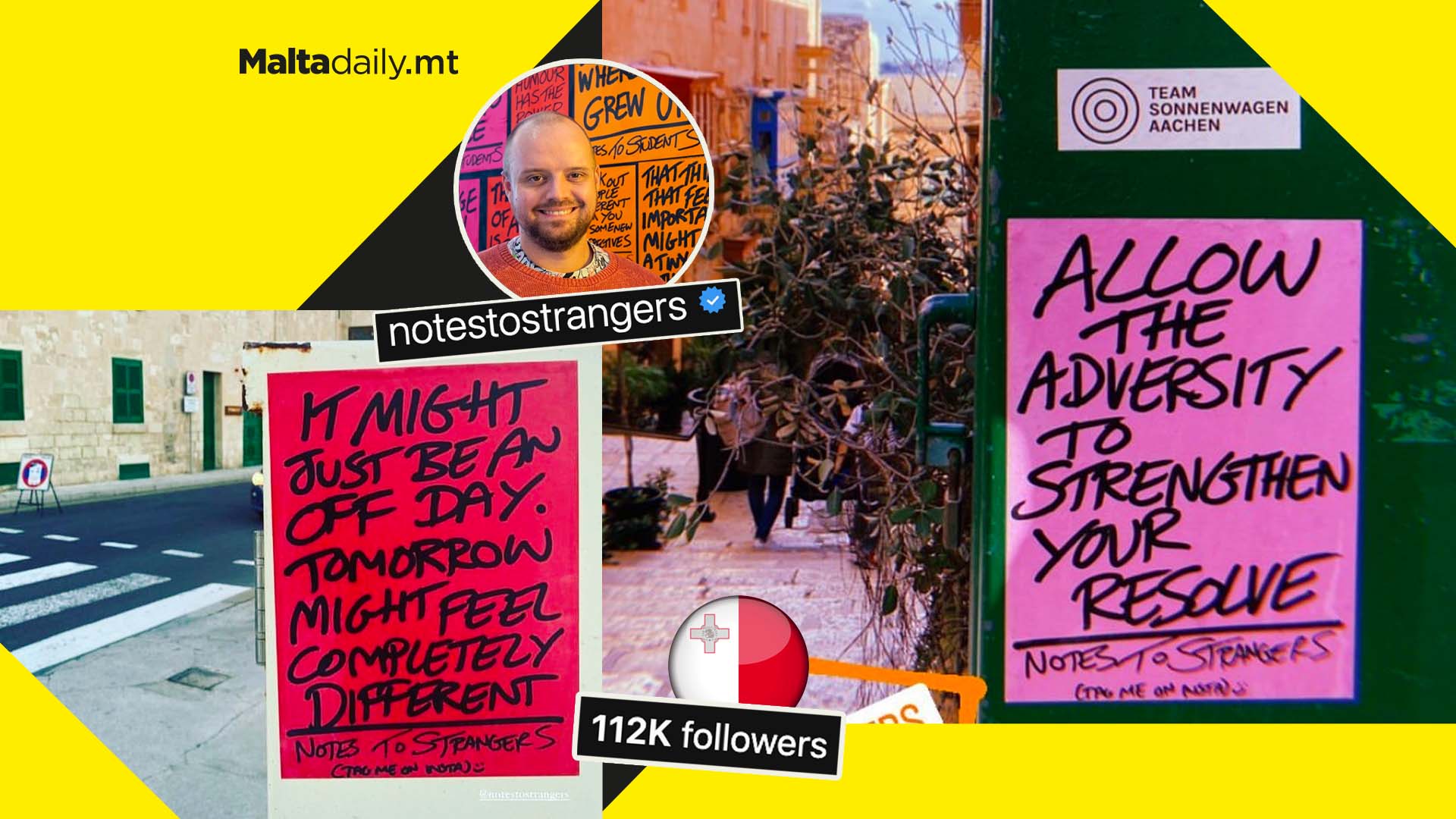 World famous Instagram creator leaves positive notes all over Malta