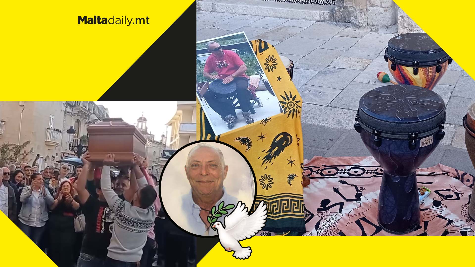 Late music lover Ray Falzon given drum farewell during funeral