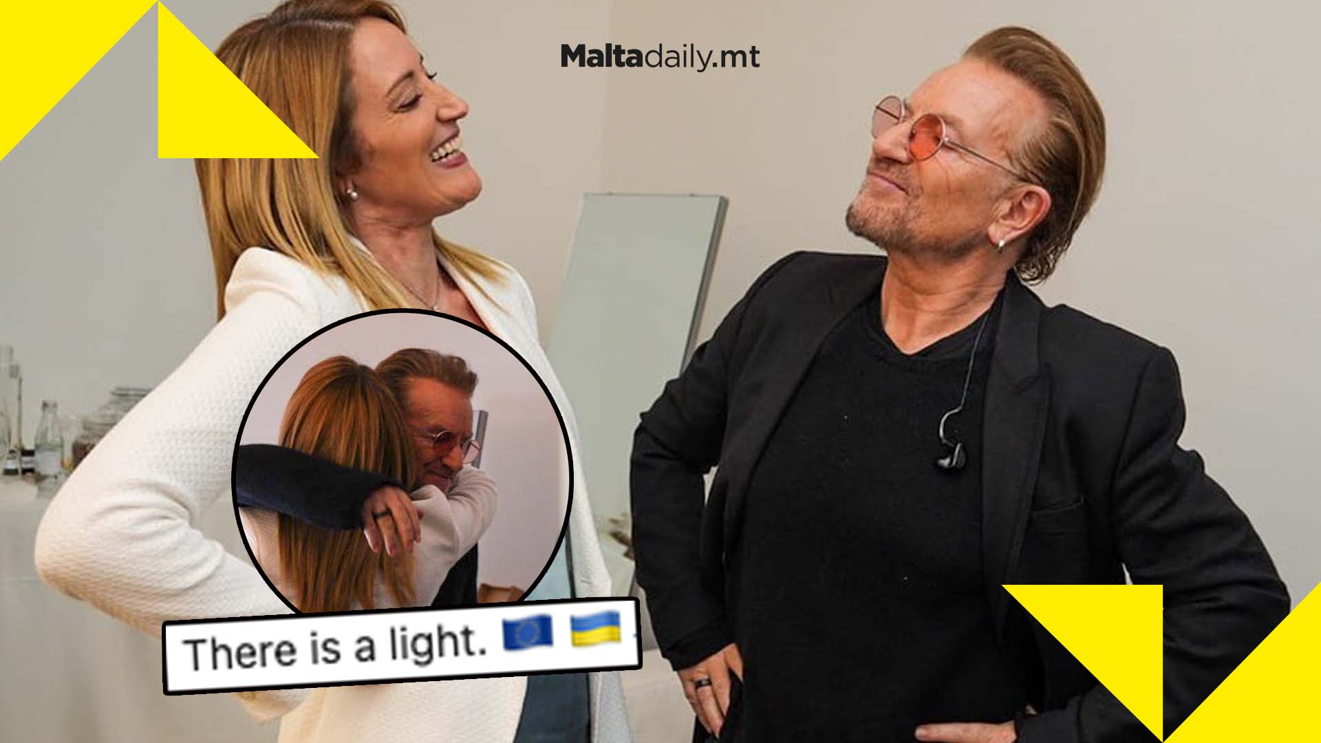 Roberta Metsola meets U2’s Bono for a good cause