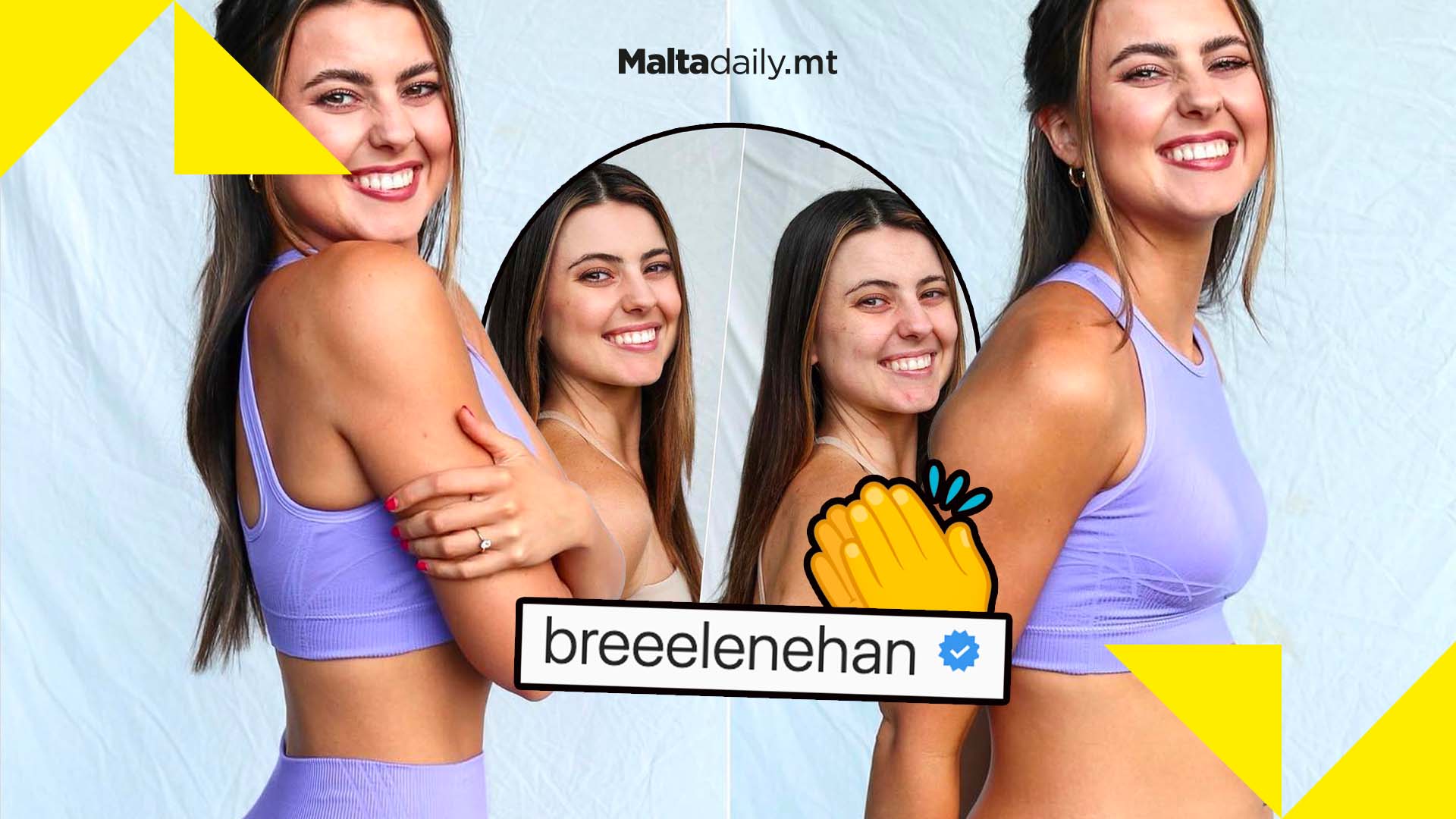 Woman contrasts posing vs natural photos to promote body positivity