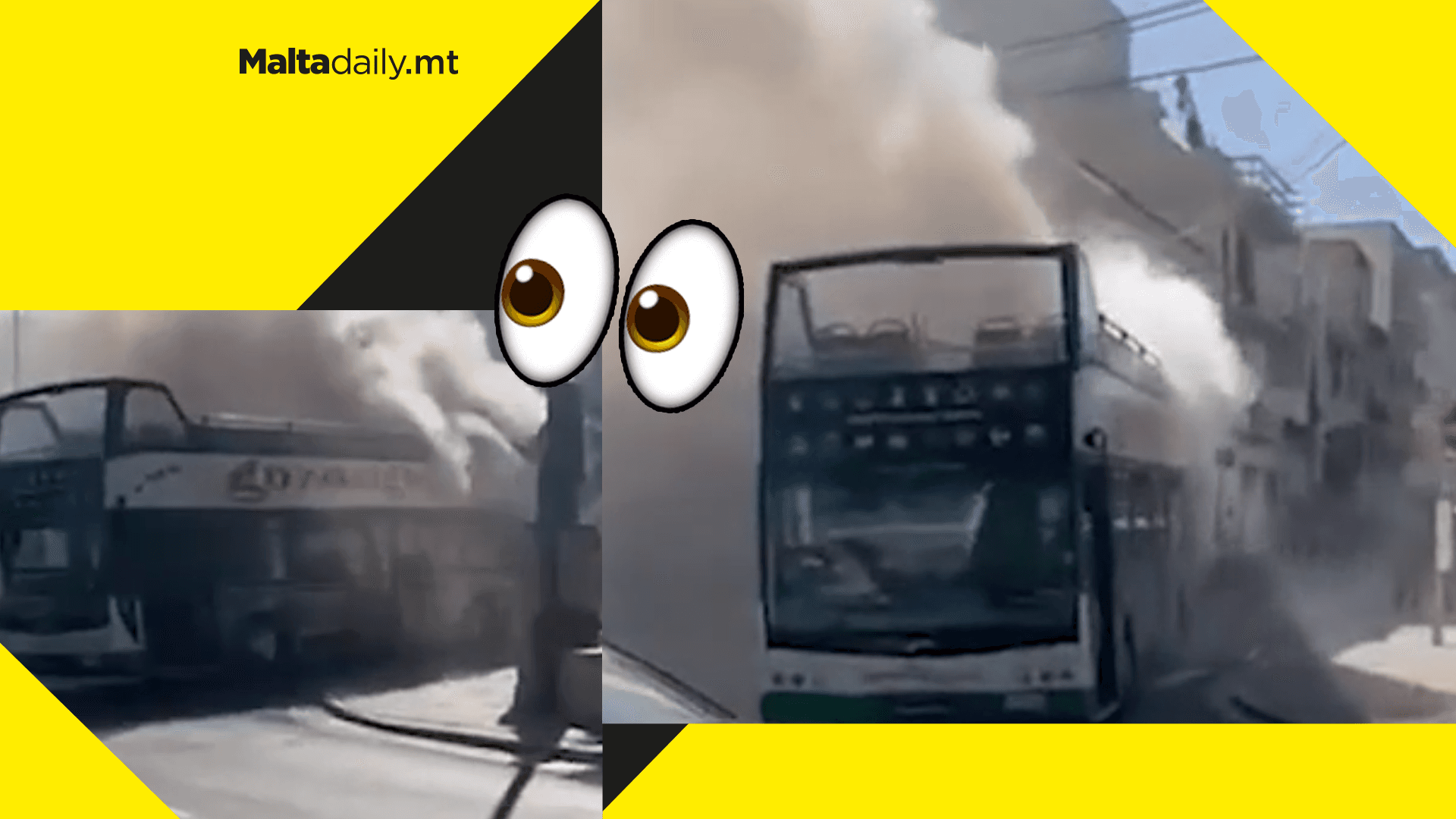 Double decker bus catches fire in Gozo