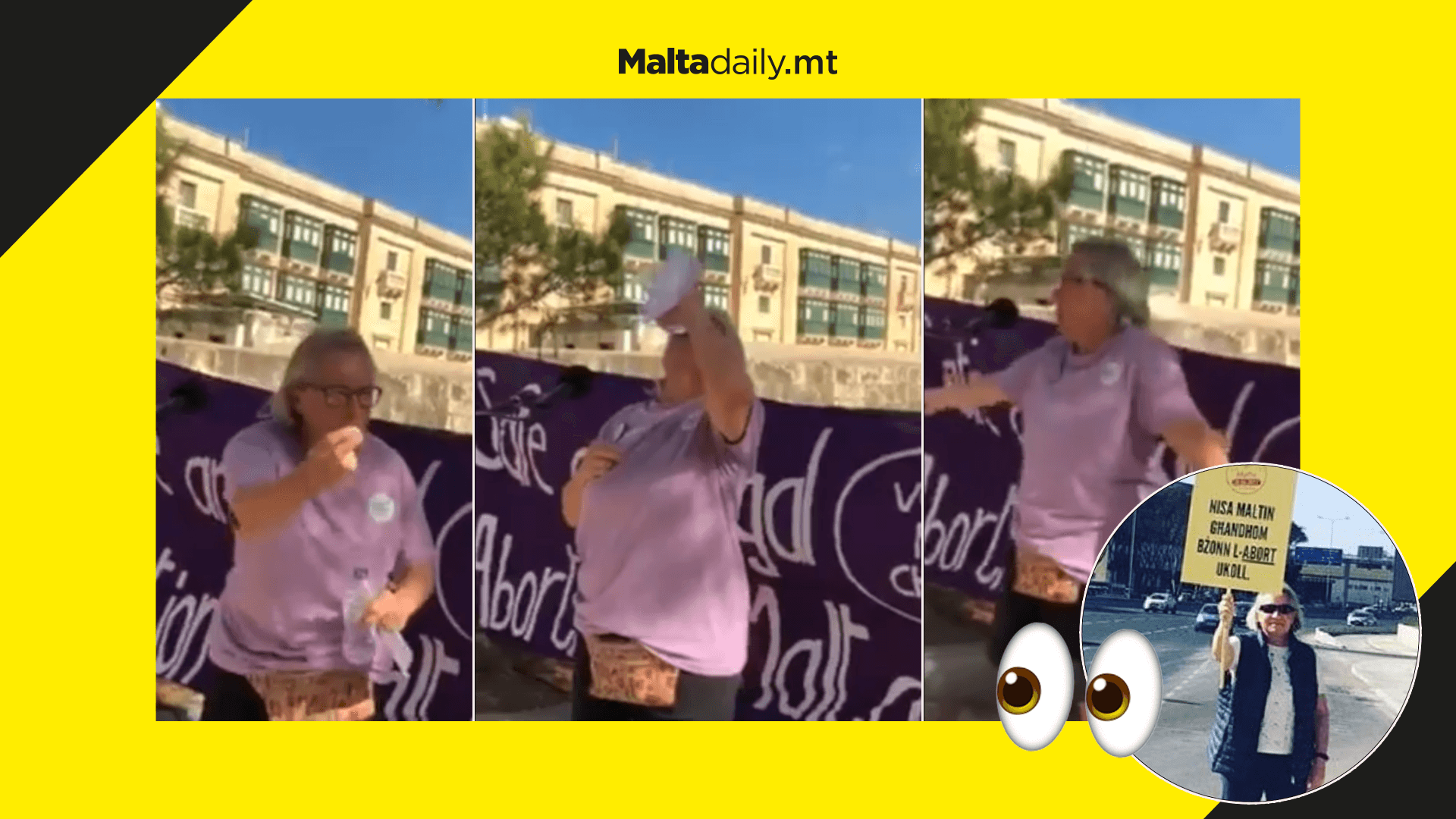 Pro-choice activist swallows medical abortion pill during rally