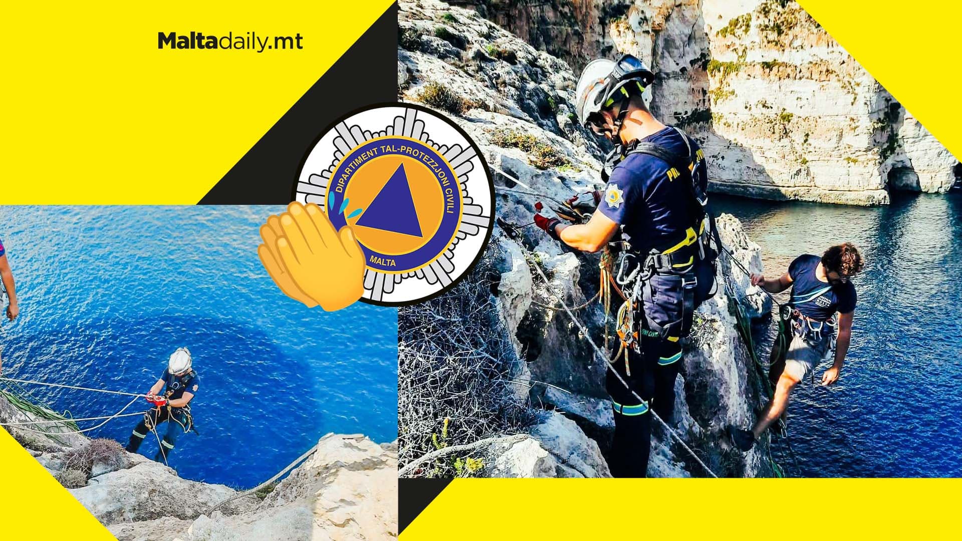 CPD assist woman in difficulty whilst rock climbing in Blue Grotto