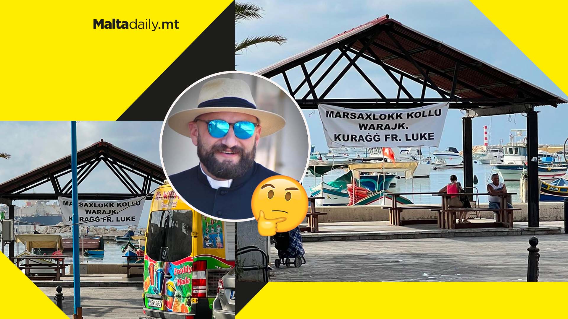 Marsaxlokk community assemble canvas in support of Fr. Luke Seguna