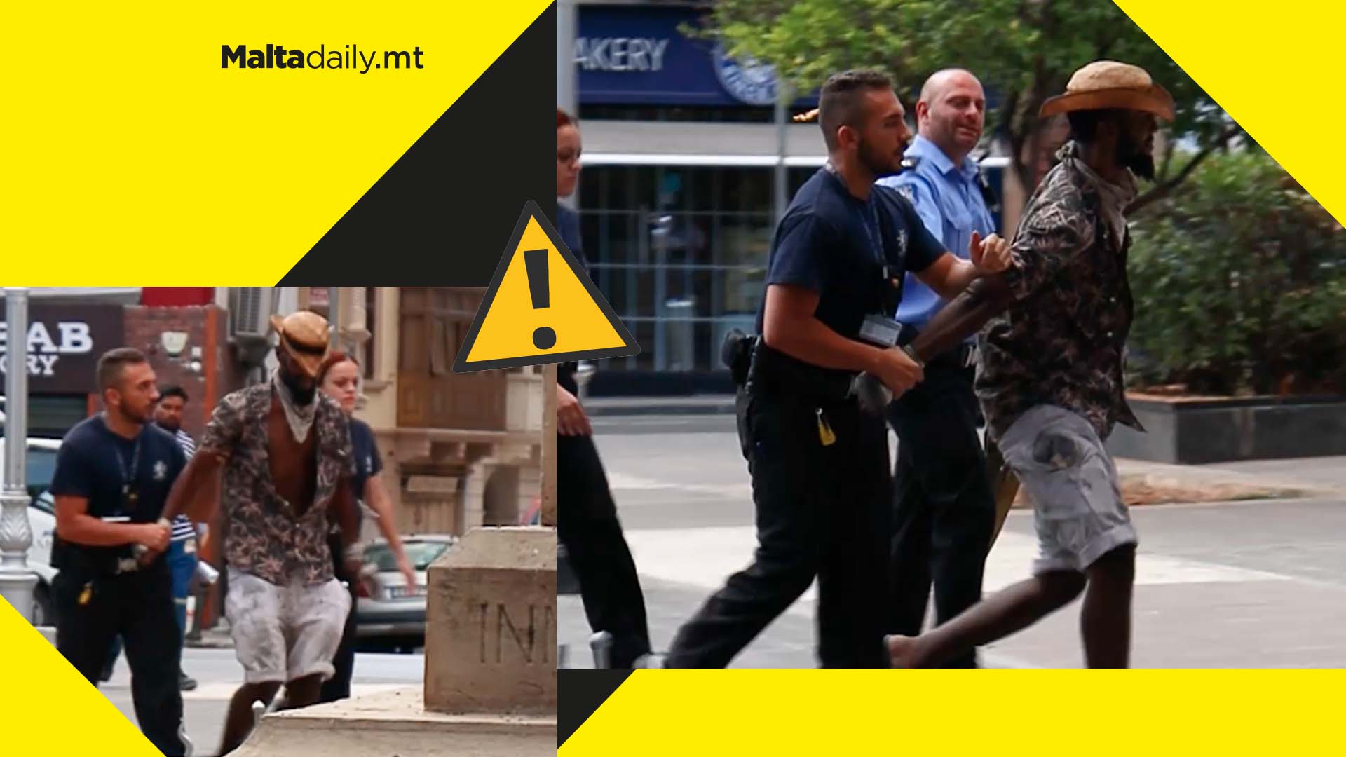 WATCH: Man arrested in Hamrun after flailing belt at police officers & shouting offensive language