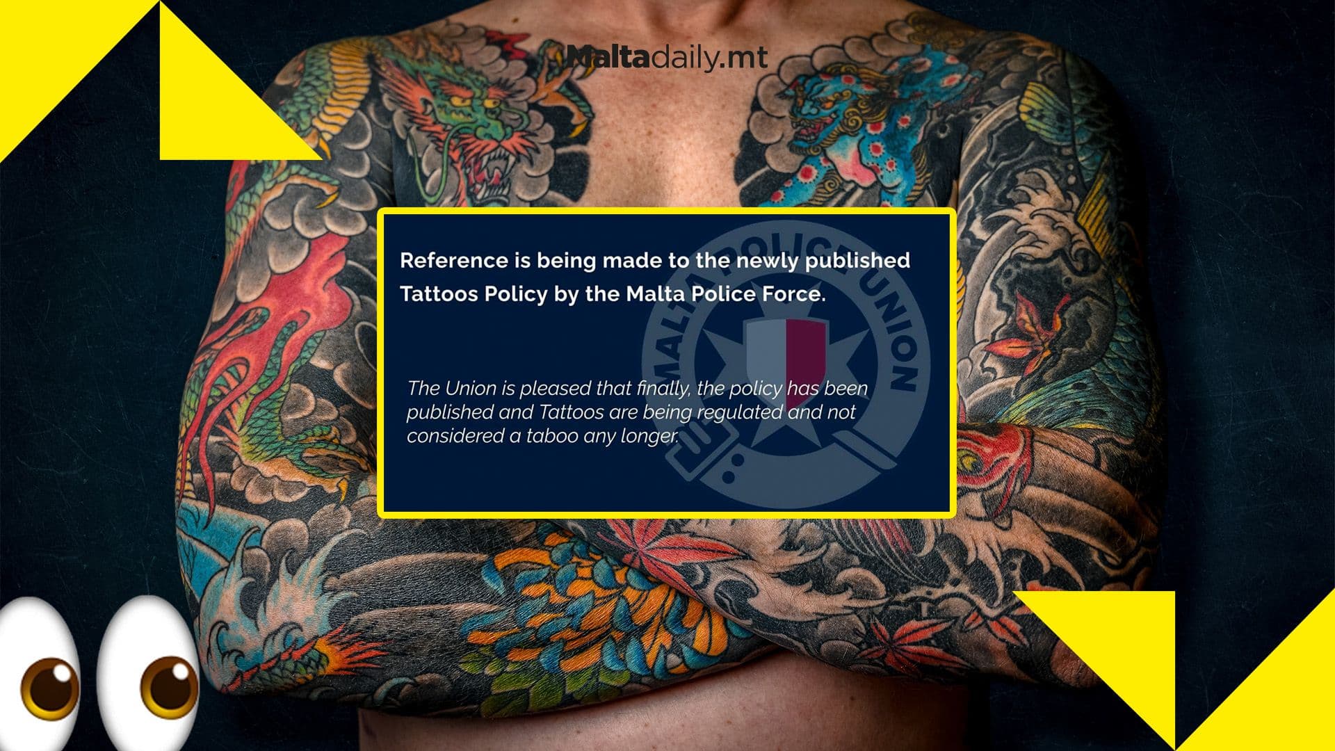 Malta Police Union welcomes new policy where tattoos ‘are not considered a taboo any longer’