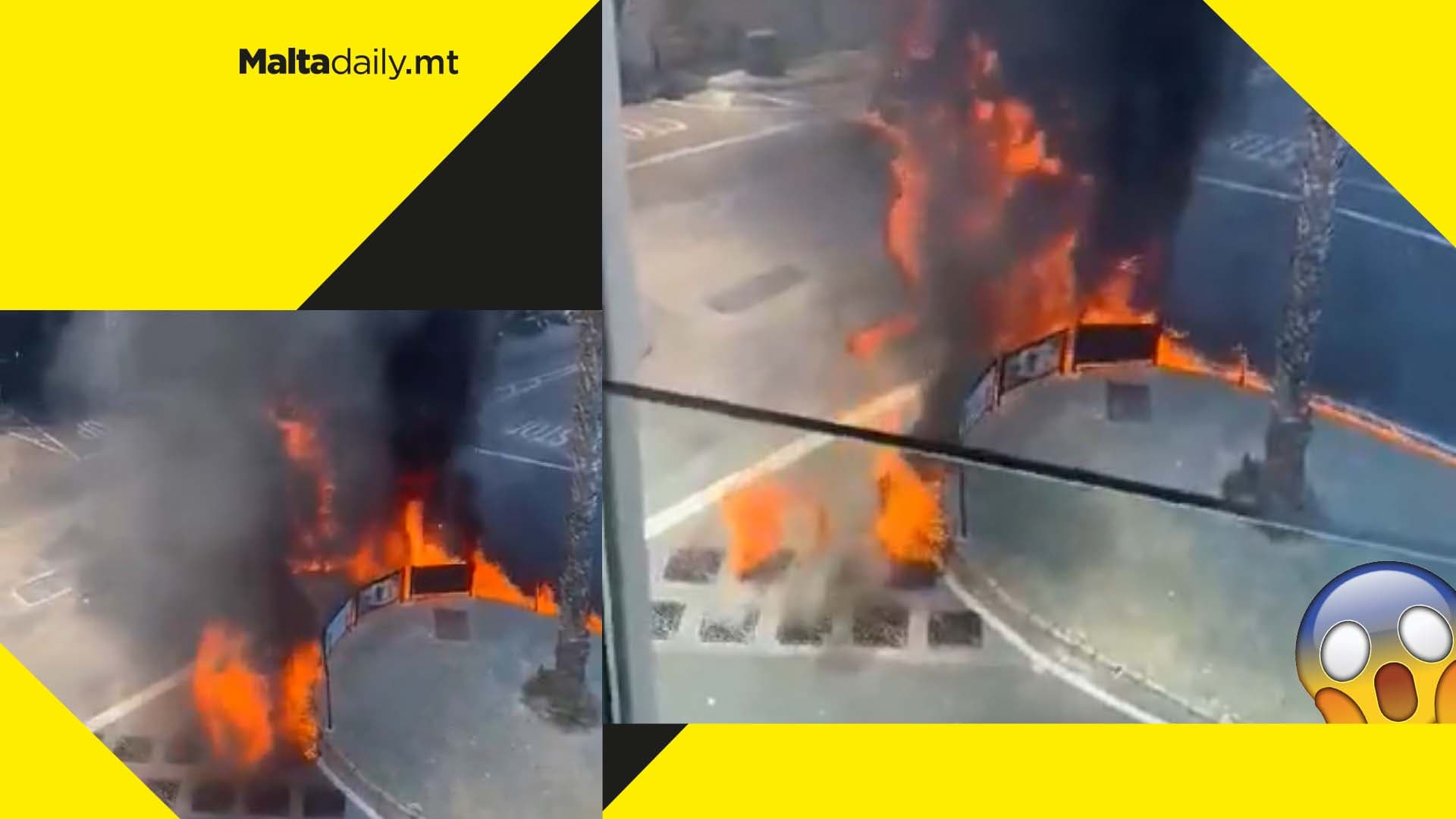 WATCH: Car catches fire outside Swieqi tunnel as flame spreads further