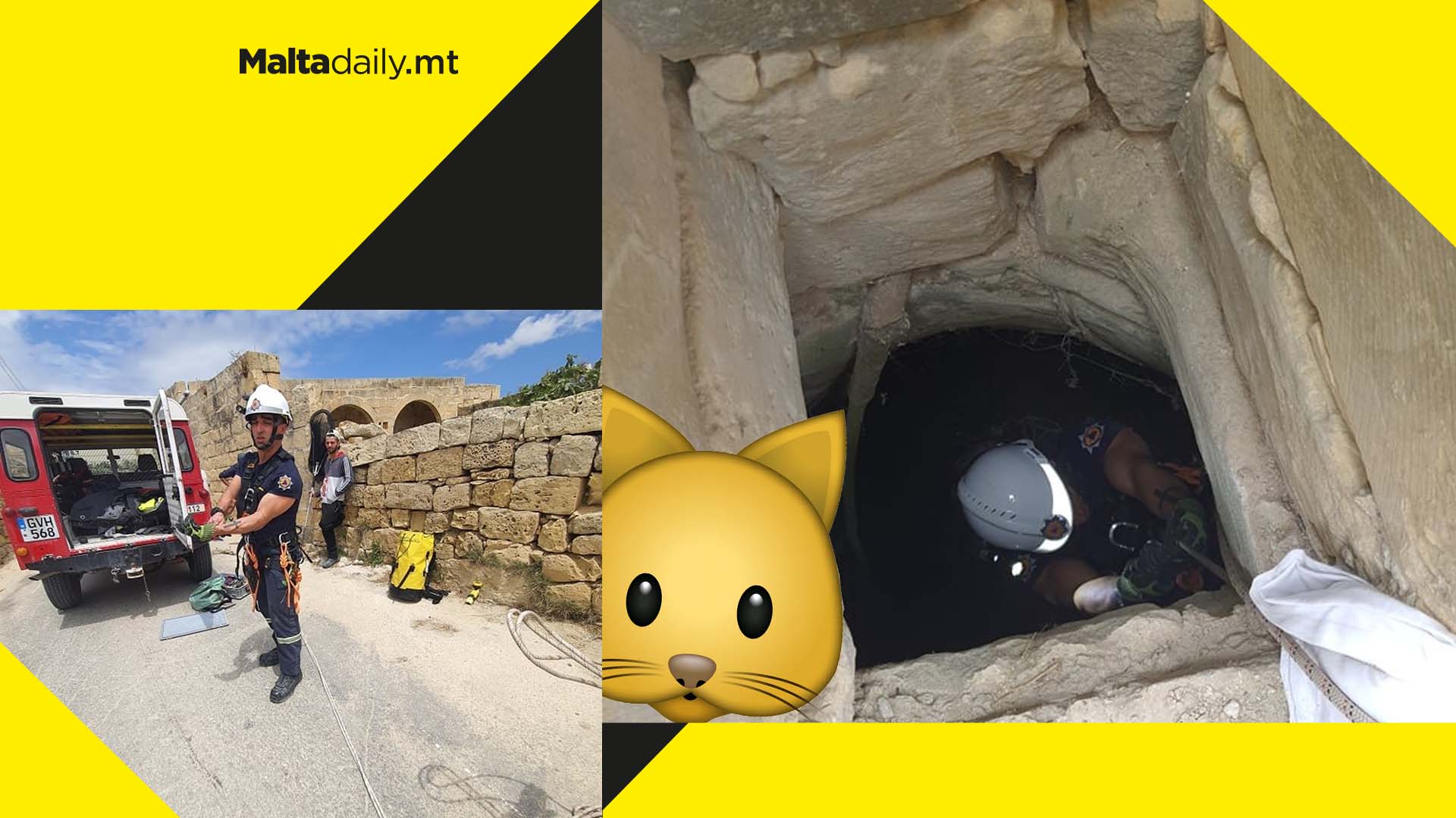 Cat saved from well by Civil Protection Officers