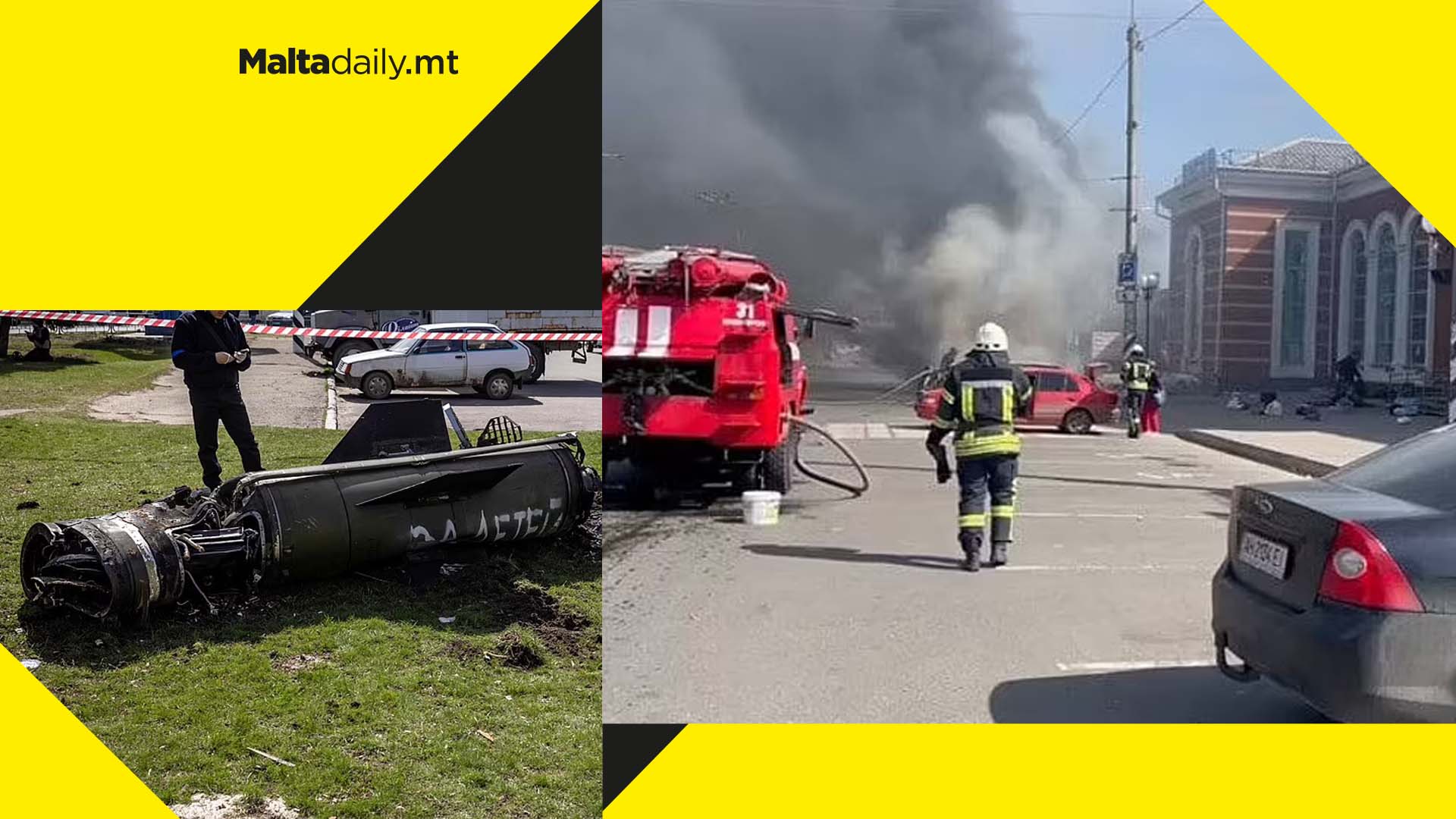 Russians write ‘for our children’ for missile used on Ukraine railway station attack killing 39 civilians