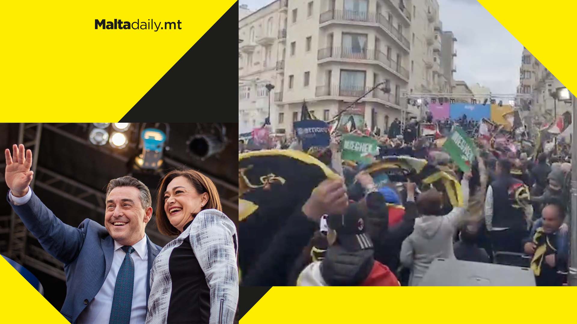 Nationalist Party supporters head to Dingli Street for mass rally