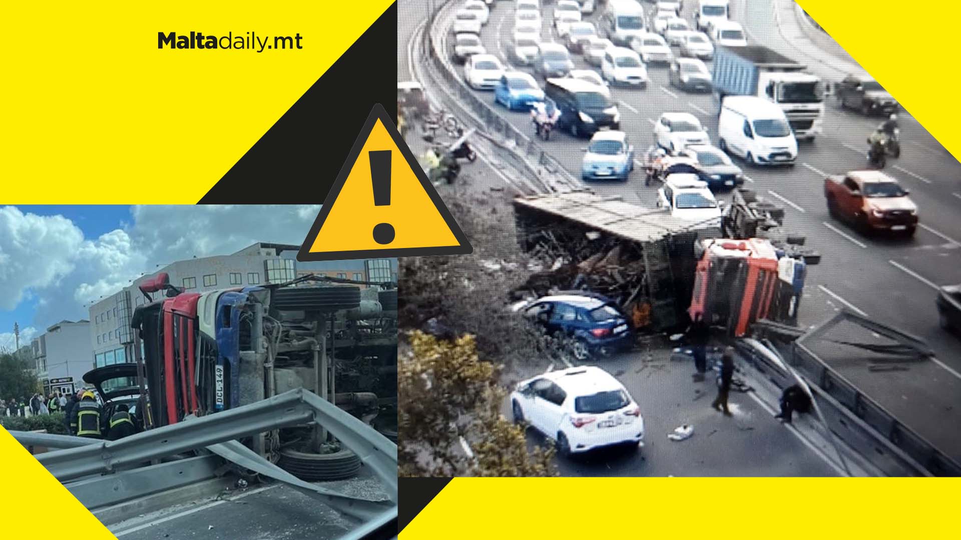 Chaos in Marsa after track overturns in Aldo Moro road