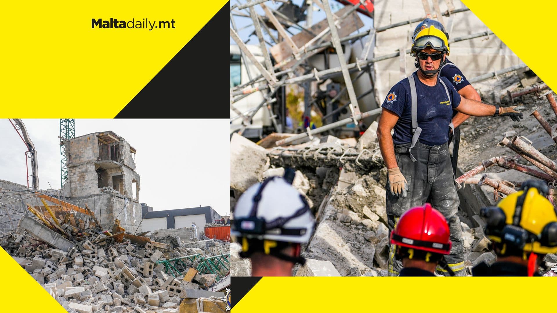 Photos of Corradino building collapse operation published by Civil Protection Department