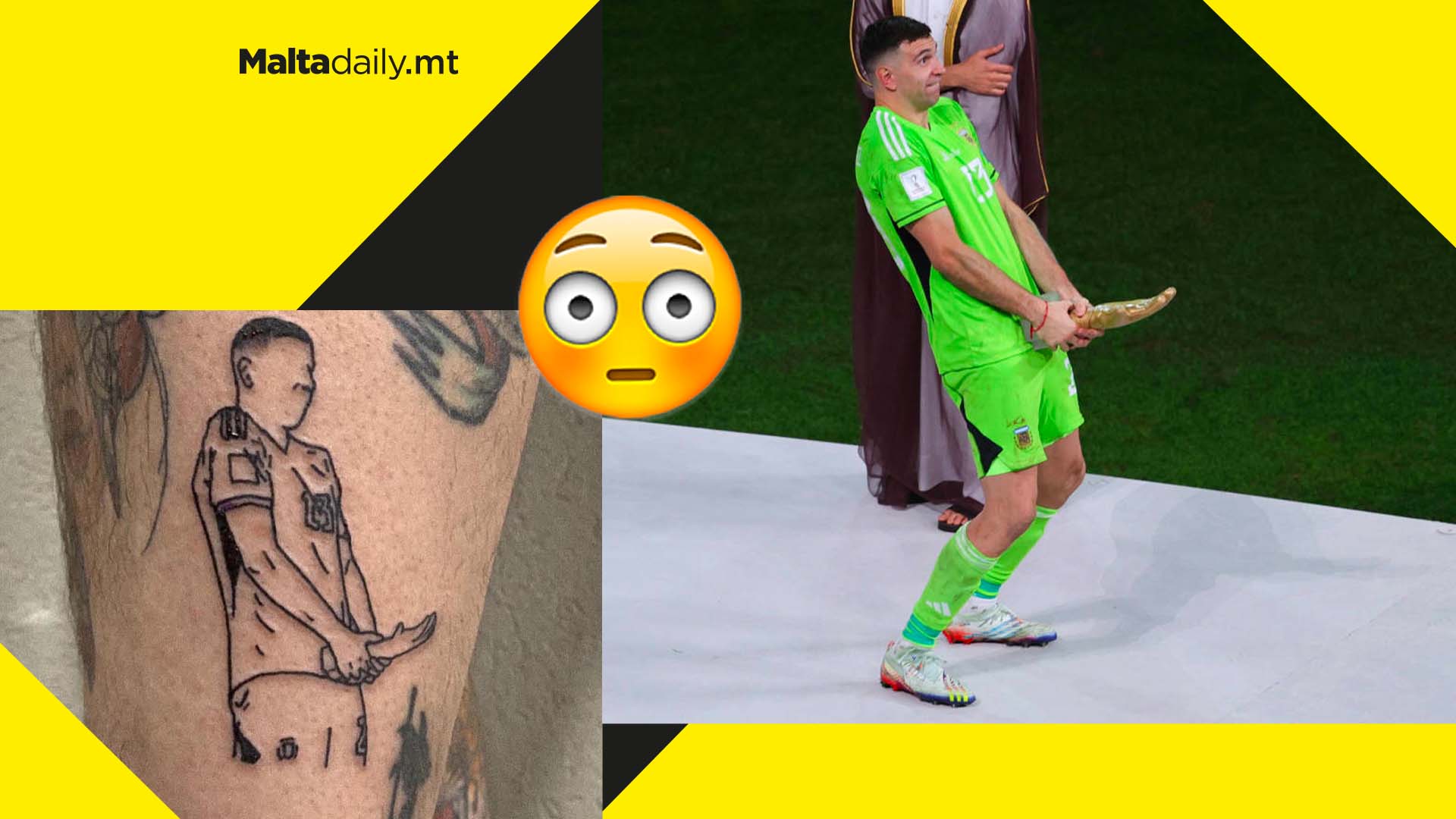 Fan gets Emiliano Martinez golden glove celebration as tattoo