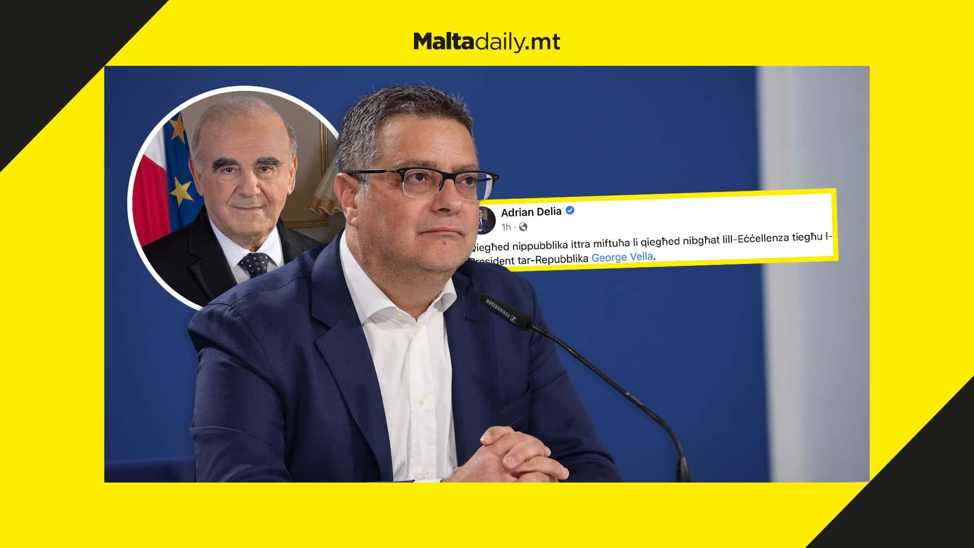 Adrian Delia appeals to President Vella to ‘follow his conscience’ on abortion signature