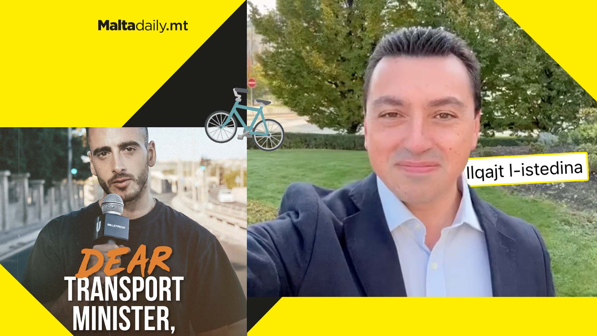 Transport Minister Aaron Farrugia accepts Bulletproof’s challenge to bike ride discussion