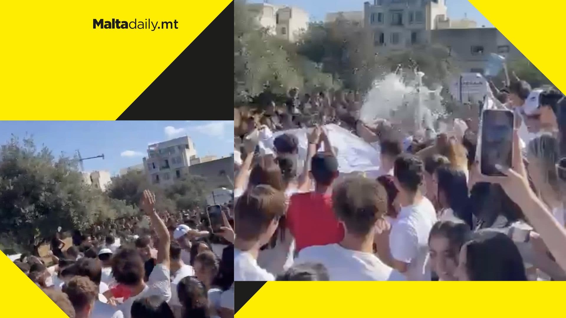 WATCH: Students take part in annual water fight as part of Freshers’ Week madness