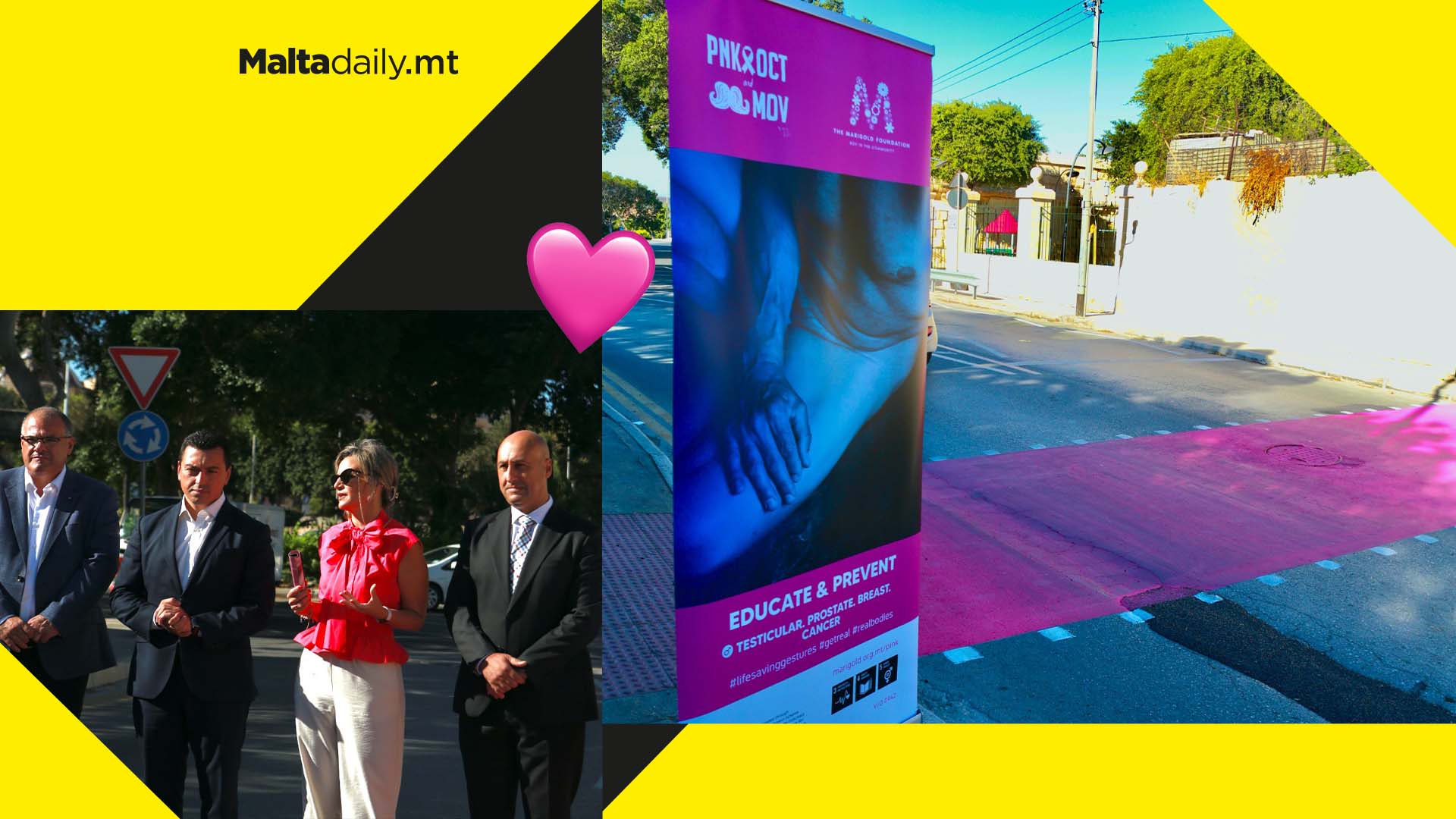 Zebra crossings across Malta go Pink for Pink October-Movember 2022