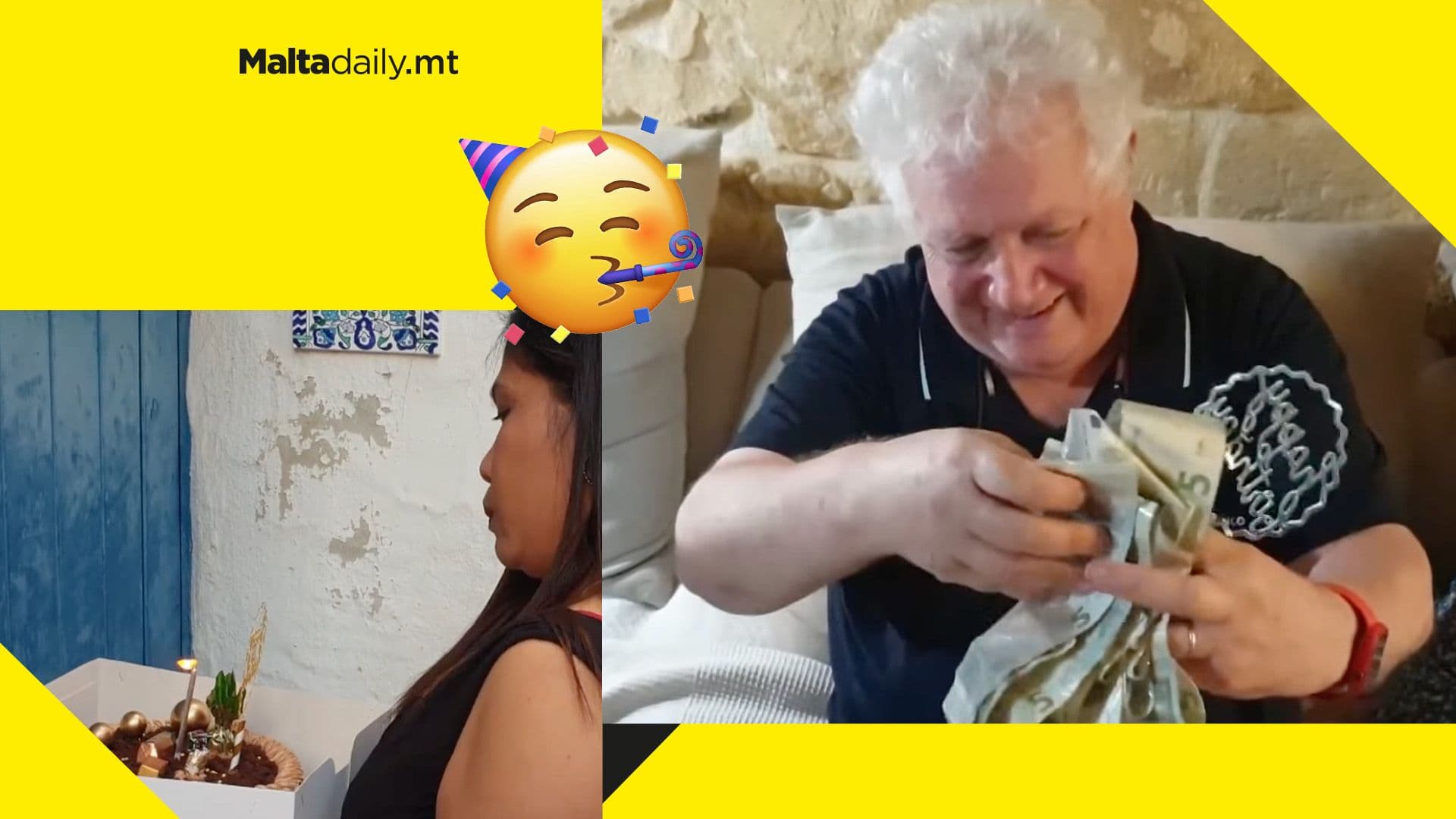 WATCH: Peppi Azzopardi receives cake full of cash from Filipino woman he helped years ago