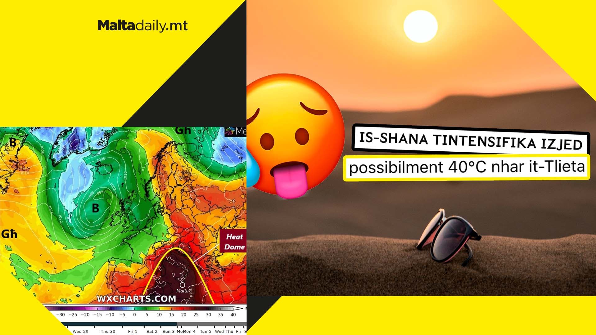 Heat wave continues in Malta with temperatures expected to reach 40°C