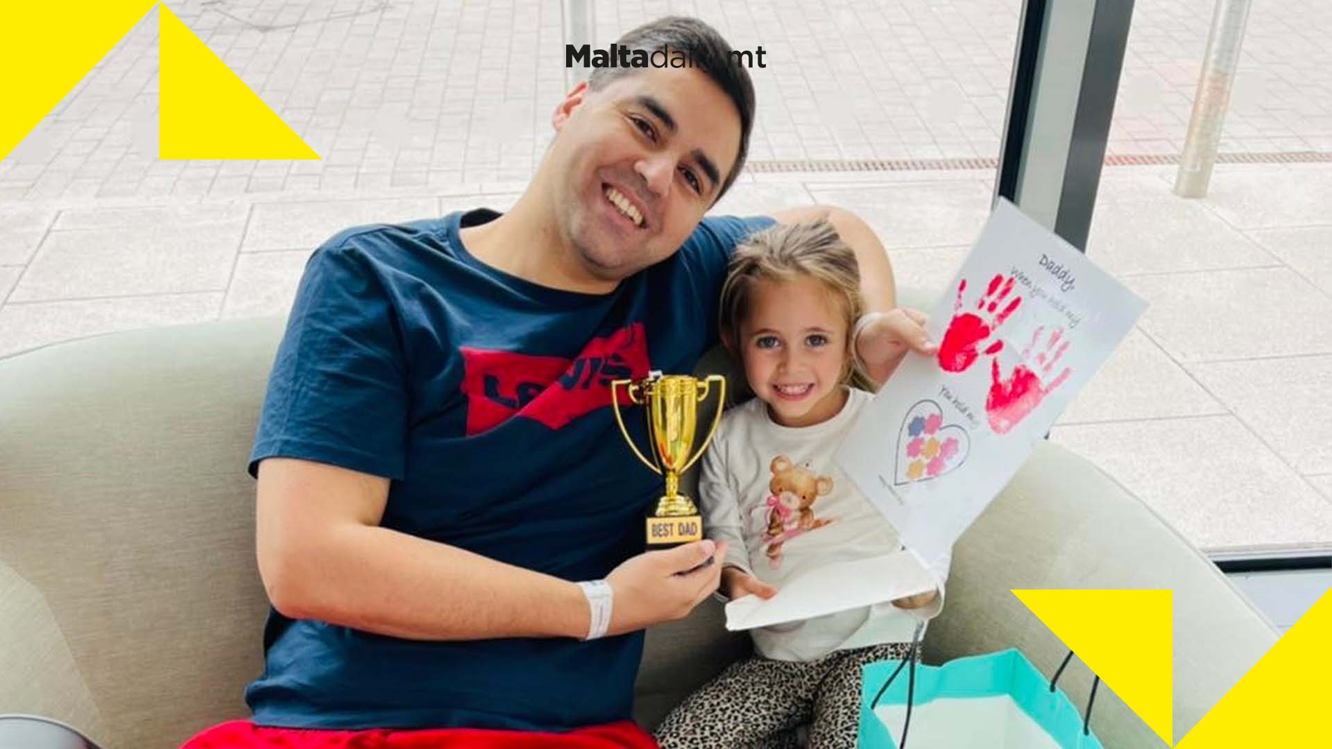 Cute father’s day gift for Ian Borg following knee operation